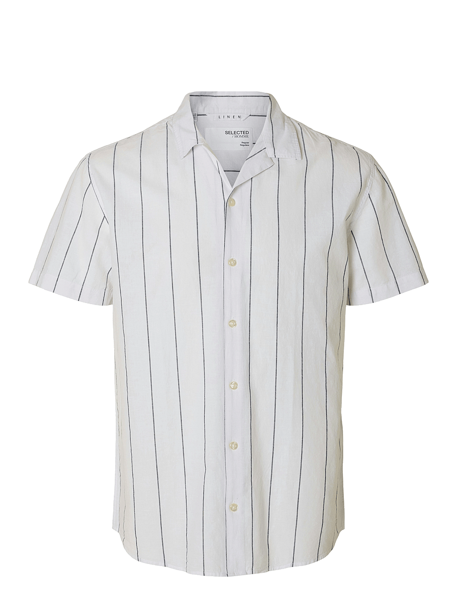 Selected - SLHRELAXSUN SHIRT SS RESORT - hørskjorter - white - 1