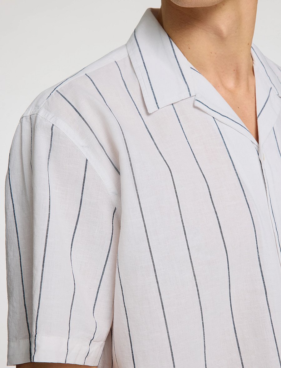 Selected - SLHRELAXSUN SHIRT SS RESORT - hørskjorter - white - 4