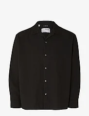 Selected Homme - SLHRELAXNEW-LINEN SHIRT LS RESORT - linen shirts - black - 0