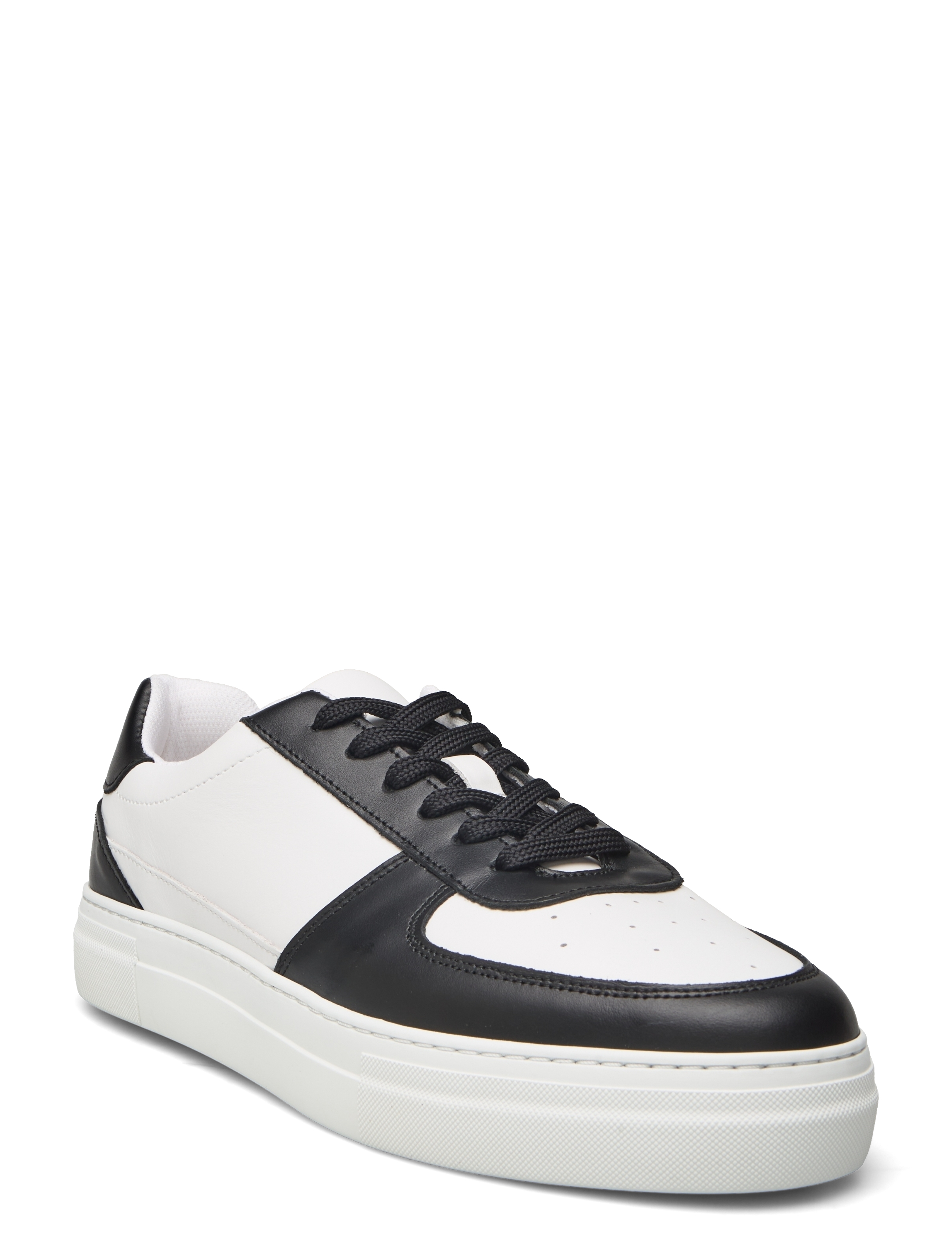 Selected SLHHARALD LEATHER SNEAKER - Sneakers - BLACK / white