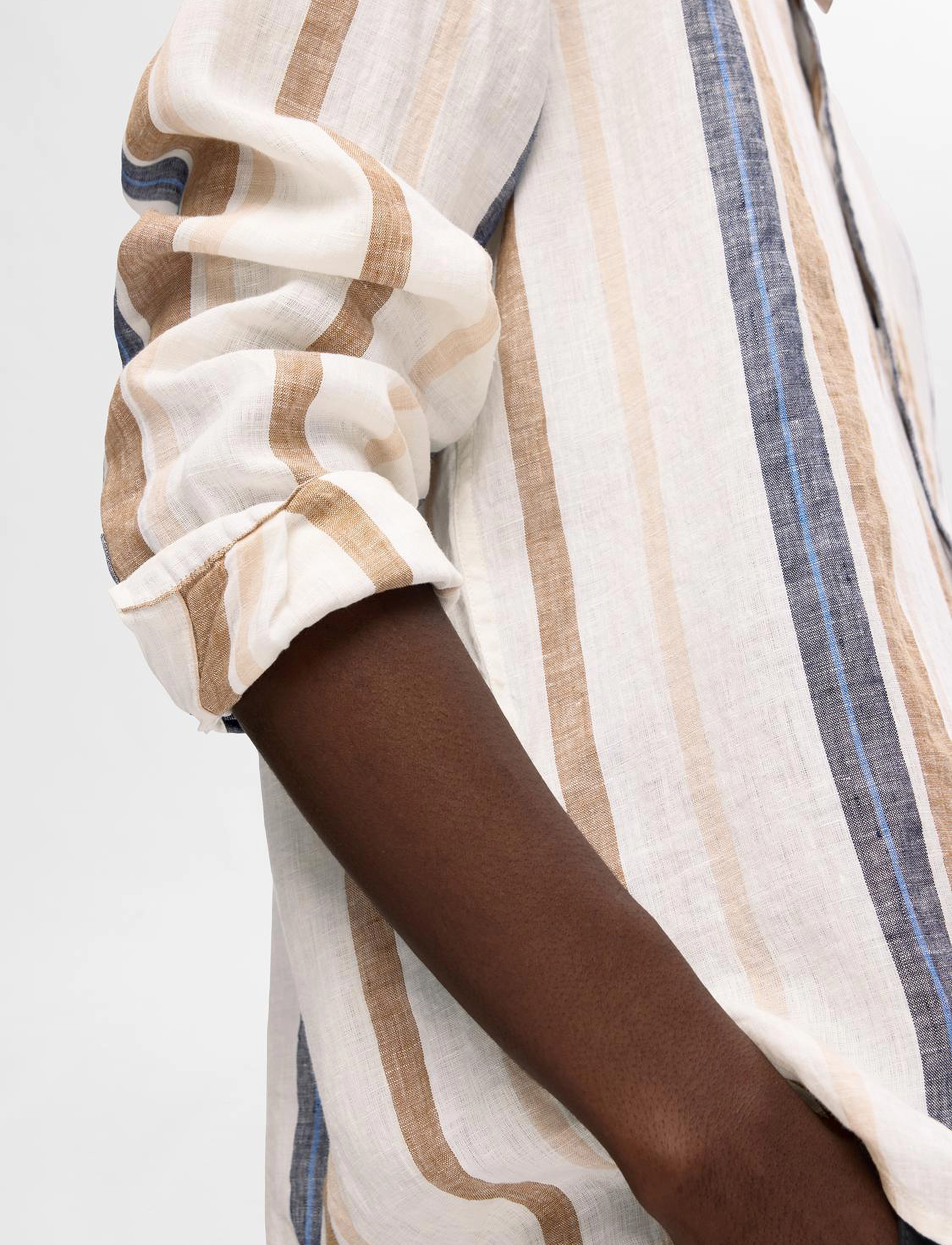 Selected Homme - SLHRELAX-LINEN WIDE STRIPE SHIRT LS - egret - 5