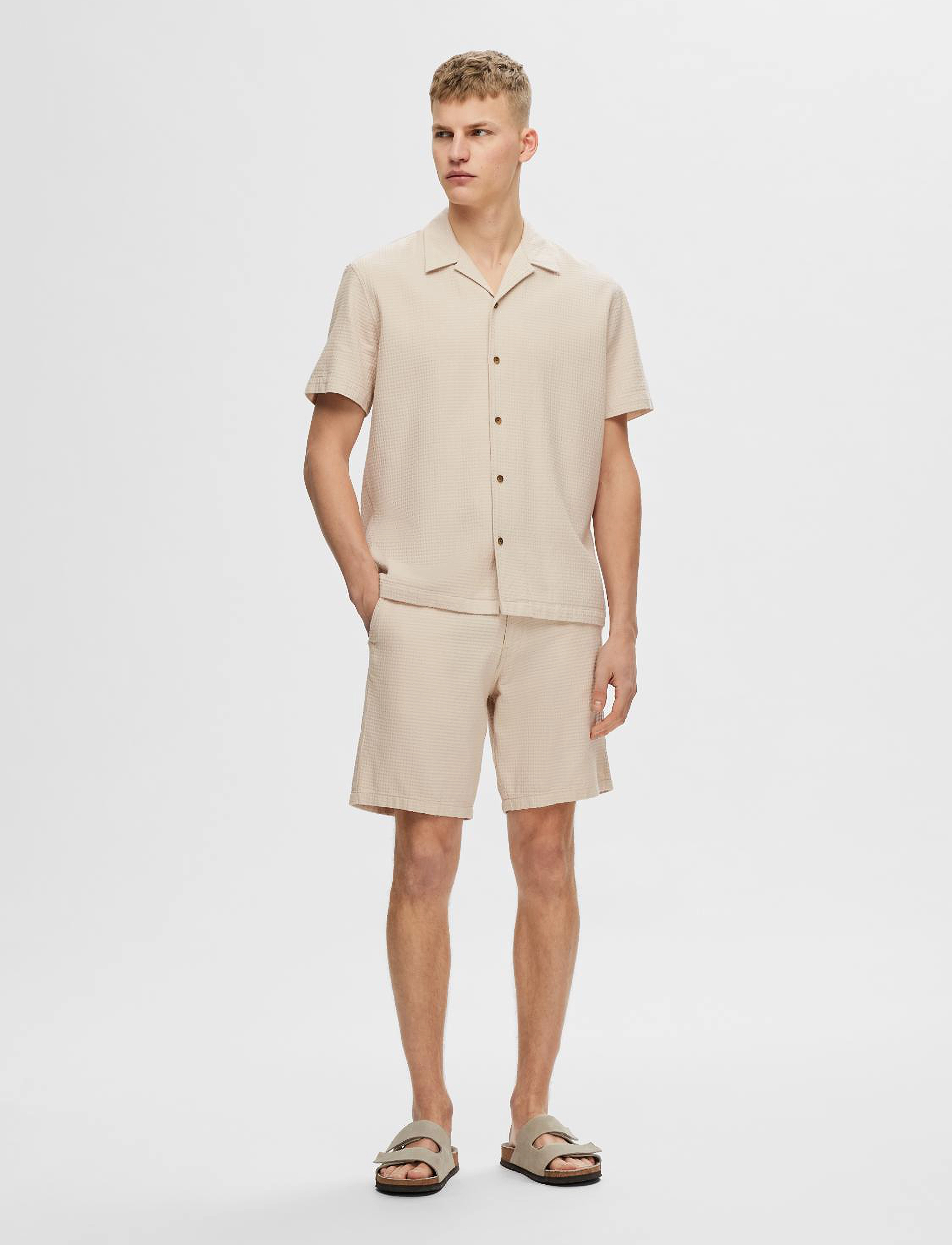 Selected Homme - SLHREGULAR-WEST SHORTS CAMP - oatmeal - 4