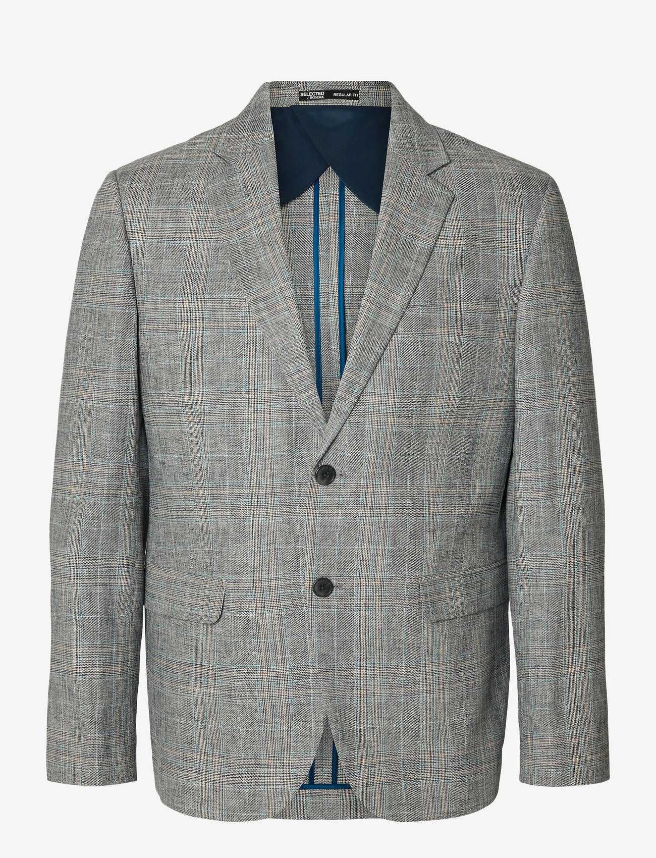 Selected - SLHREG-KANE LINEN CHECK BLZ - single breasted blazers - flint gray - 1
