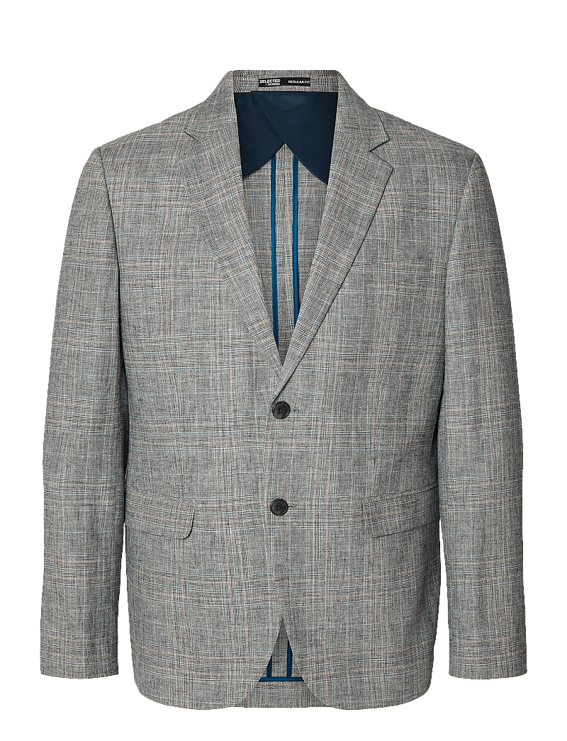 Selected - SLHREG-KANE LINEN CHECK BLZ - flint gray - 1