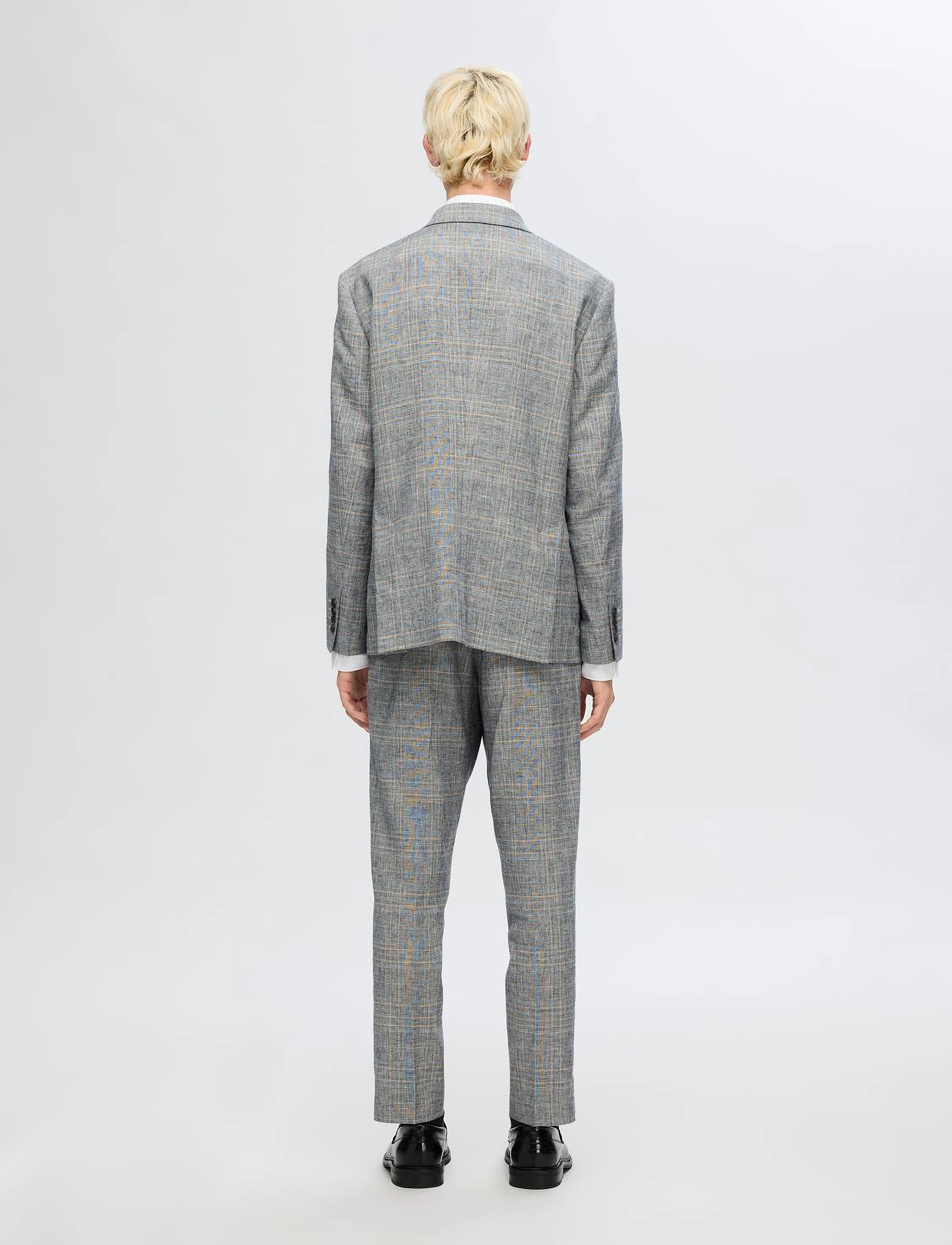 Selected - SLHREG-KANE LINEN CHECK BLZ - flint gray - 3