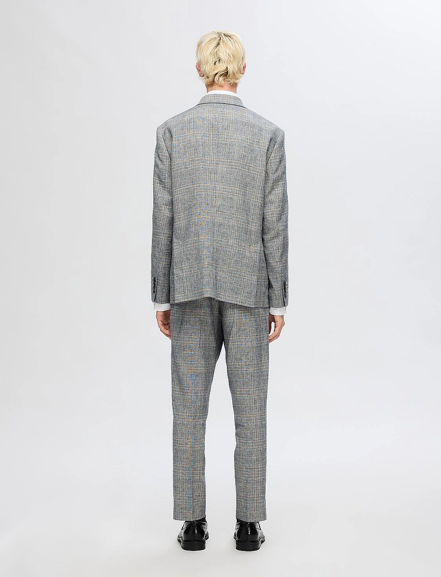 Selected - SLHREG-KANE LINEN CHECK BLZ - flint gray - 3