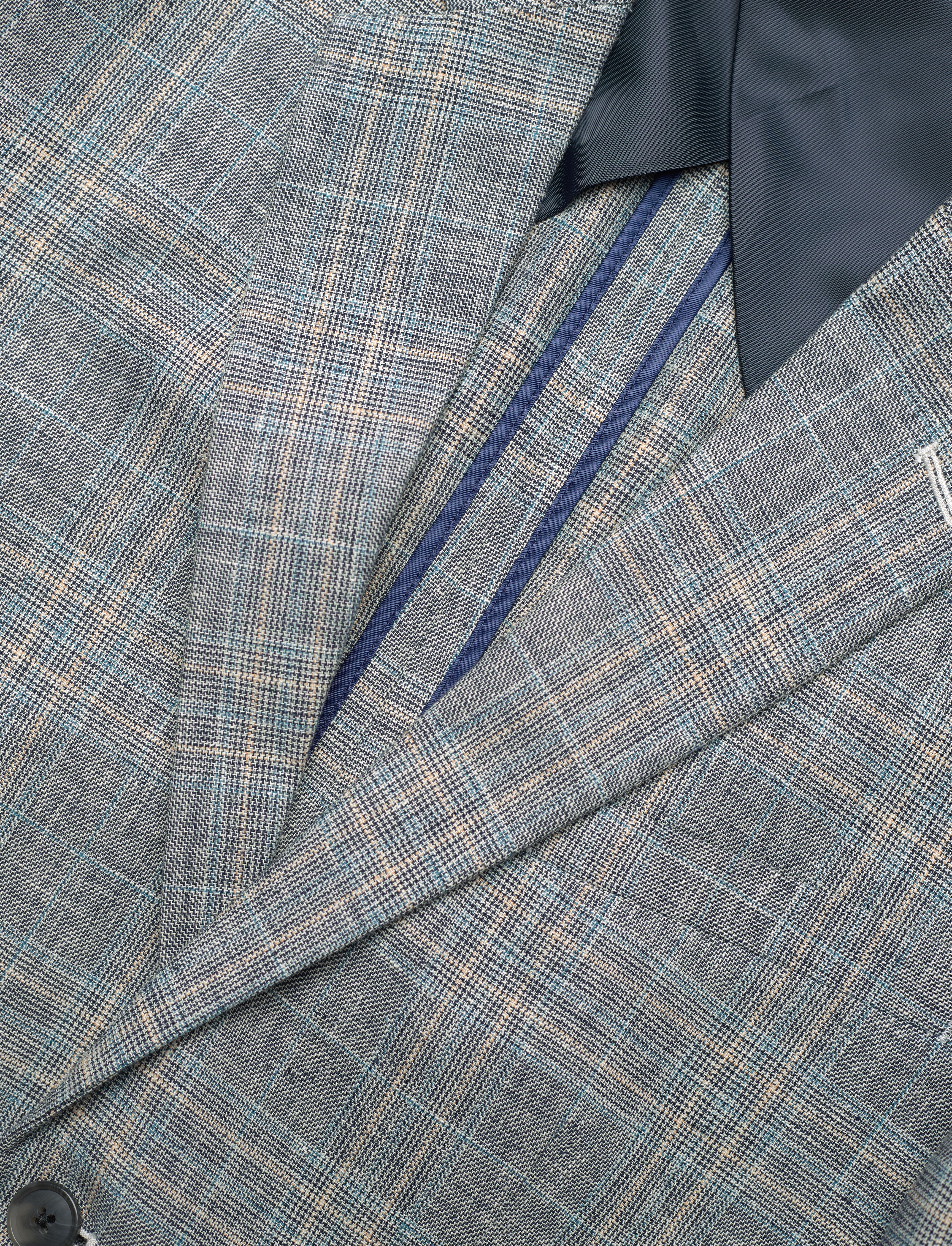 Selected - SLHREG-KANE LINEN CHECK BLZ - flint gray - 3
