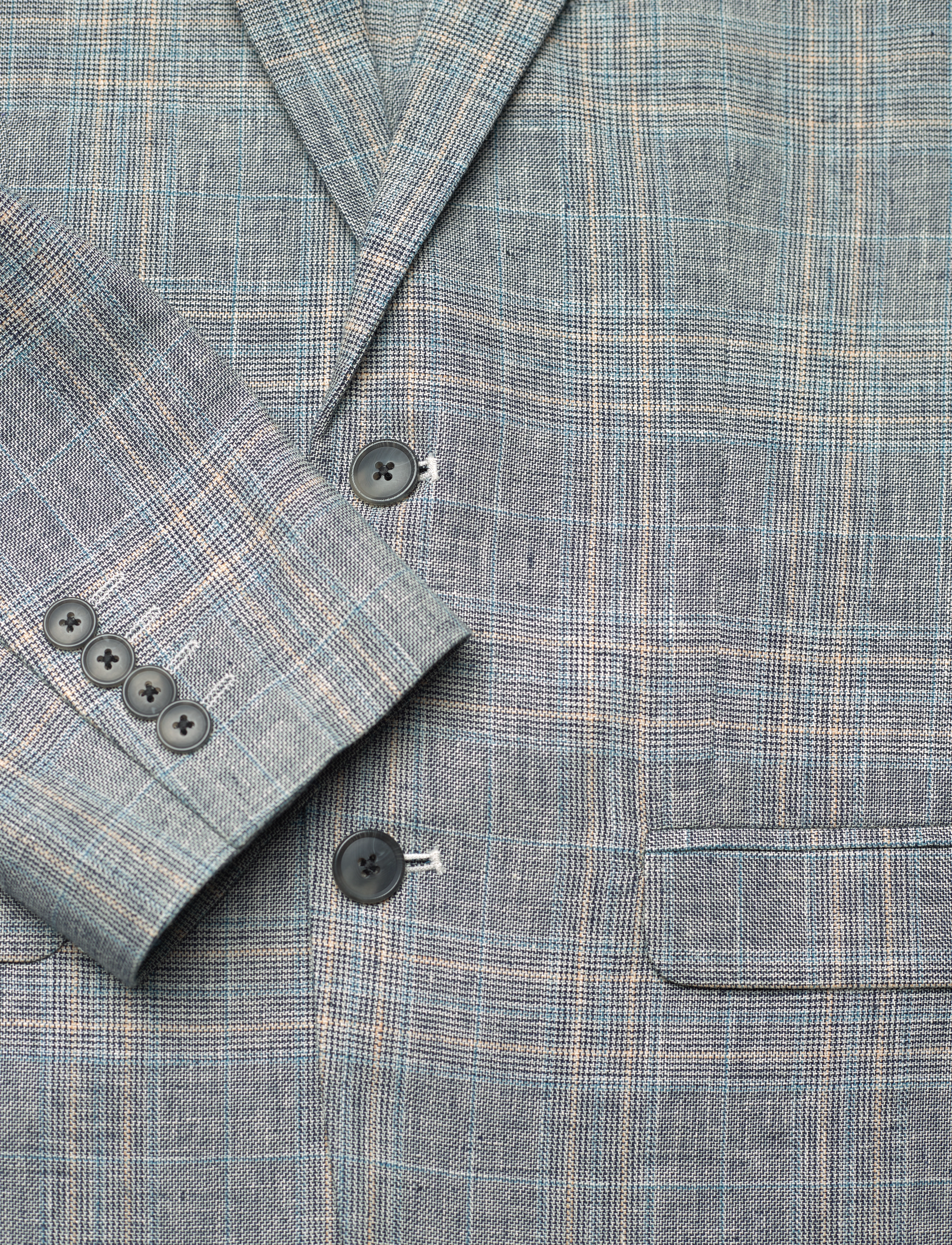 Selected - SLHREG-KANE LINEN CHECK BLZ - flint gray - 4