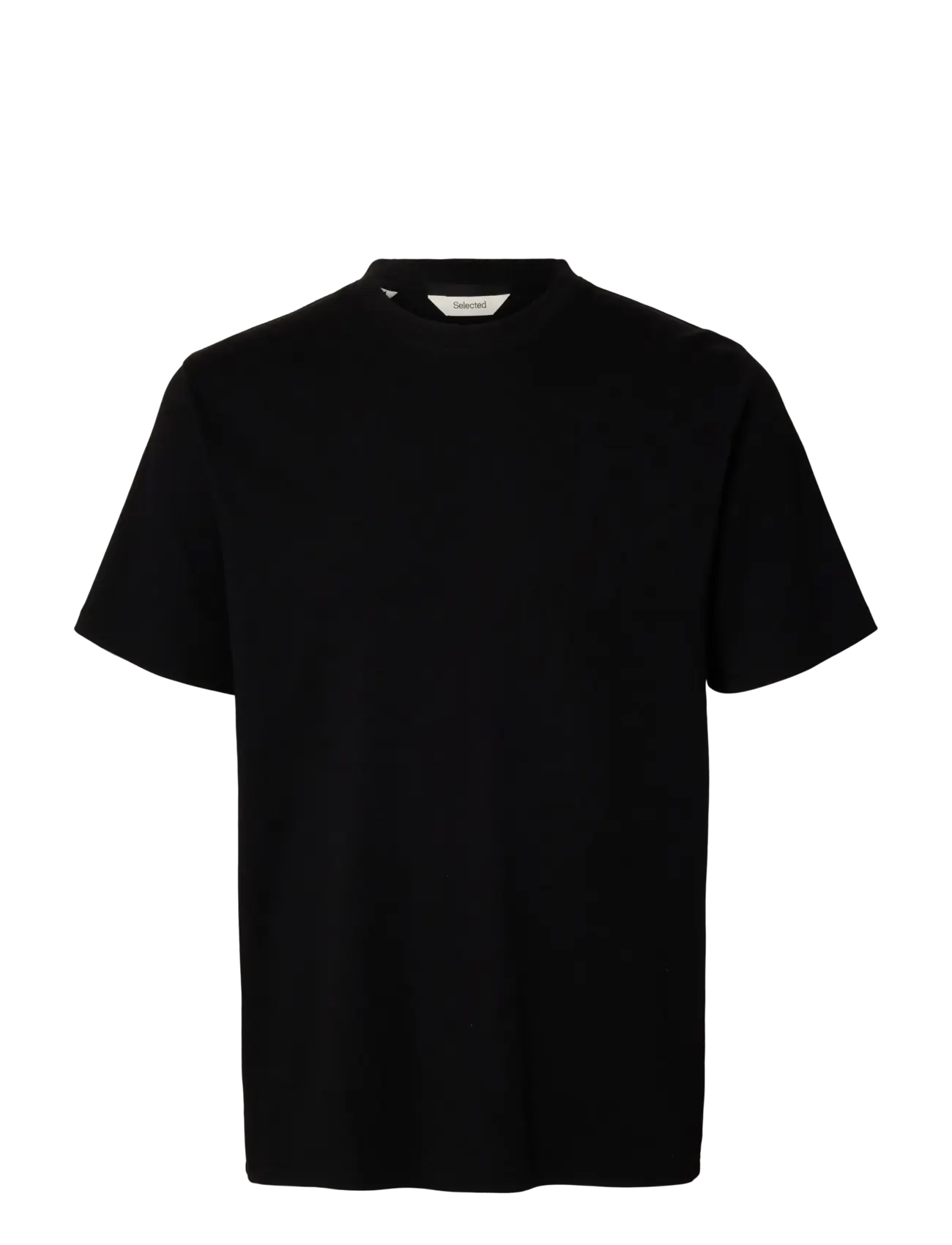 Selected SLMSPENCER RIB SS O-NECK TEE NOOS - T-shirts - BLACK / black