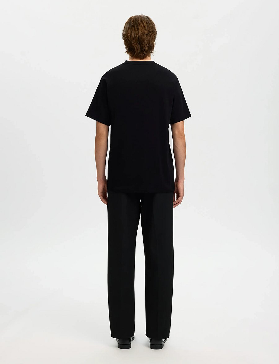 Selected - SLMSPENCER RIB SS O-NECK TEE NOOS - kurzärmelige t-shirts - black - 2