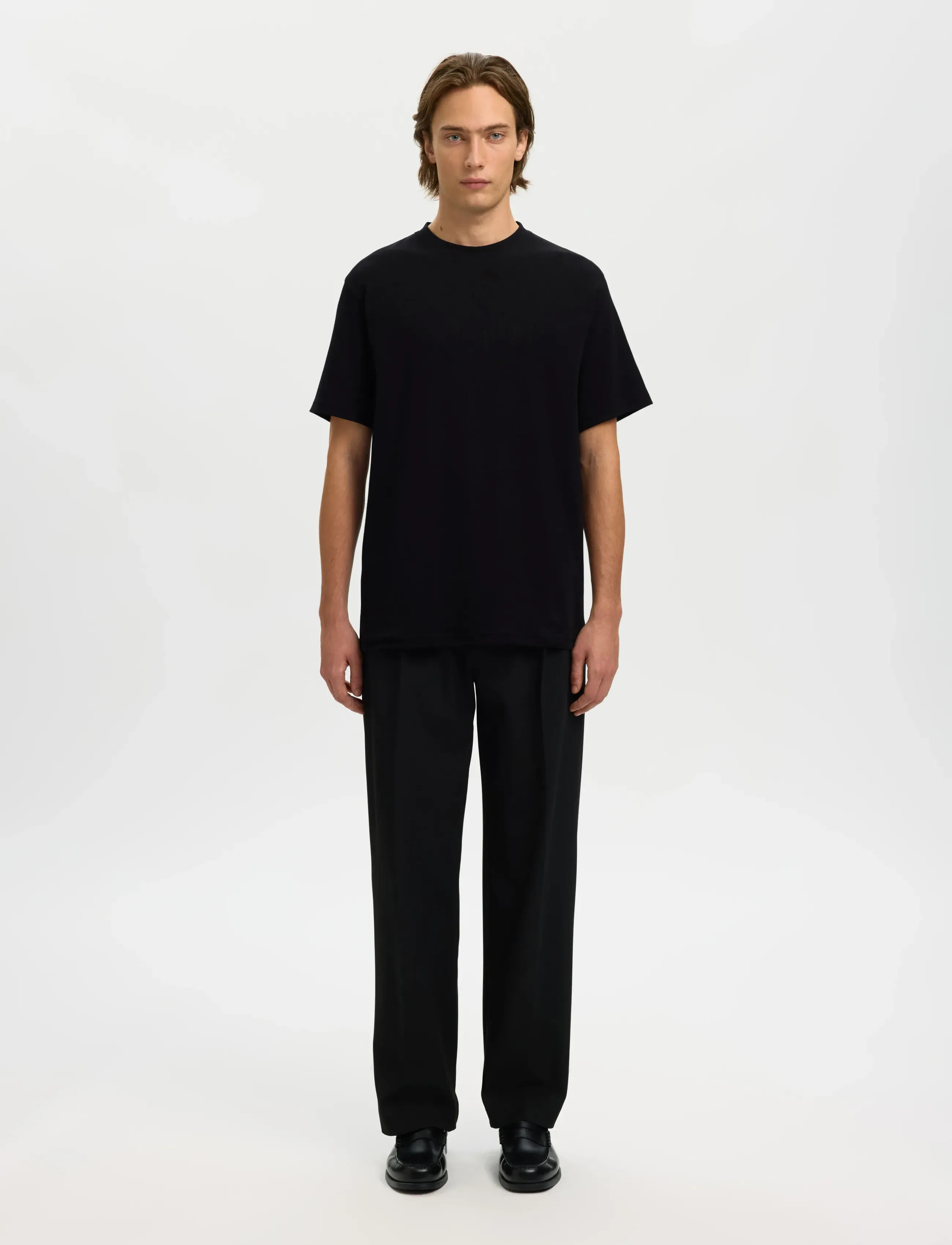 Selected - SLMSPENCER RIB SS O-NECK TEE NOOS - kortærmede t-shirts - black - 3