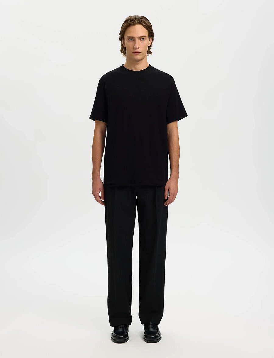 Selected - SLMSPENCER RIB SS O-NECK TEE NOOS - kurzärmelige t-shirts - black - 3