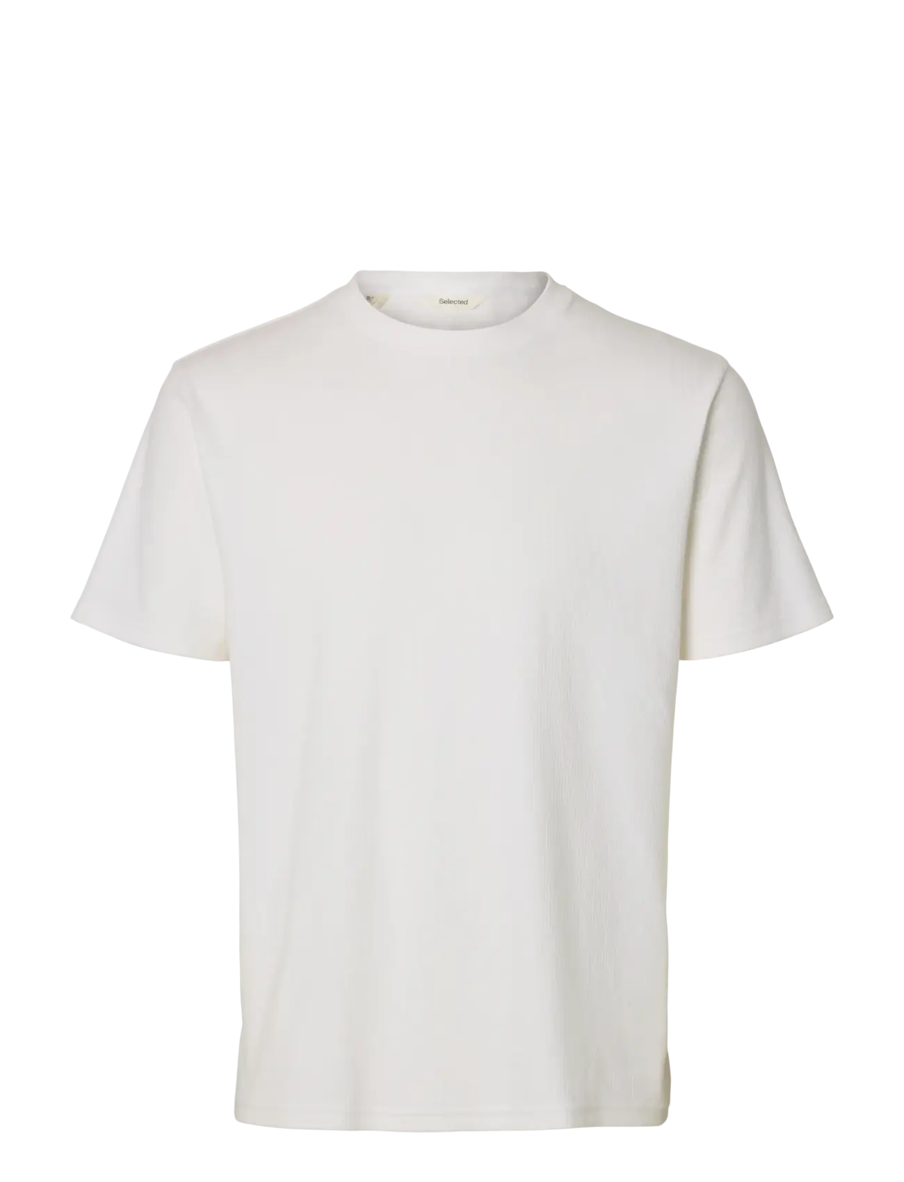 Selected SLMSPENCER RIB SS O-NECK TEE NOOS - T-shirts - BRIGHT WHITE / white