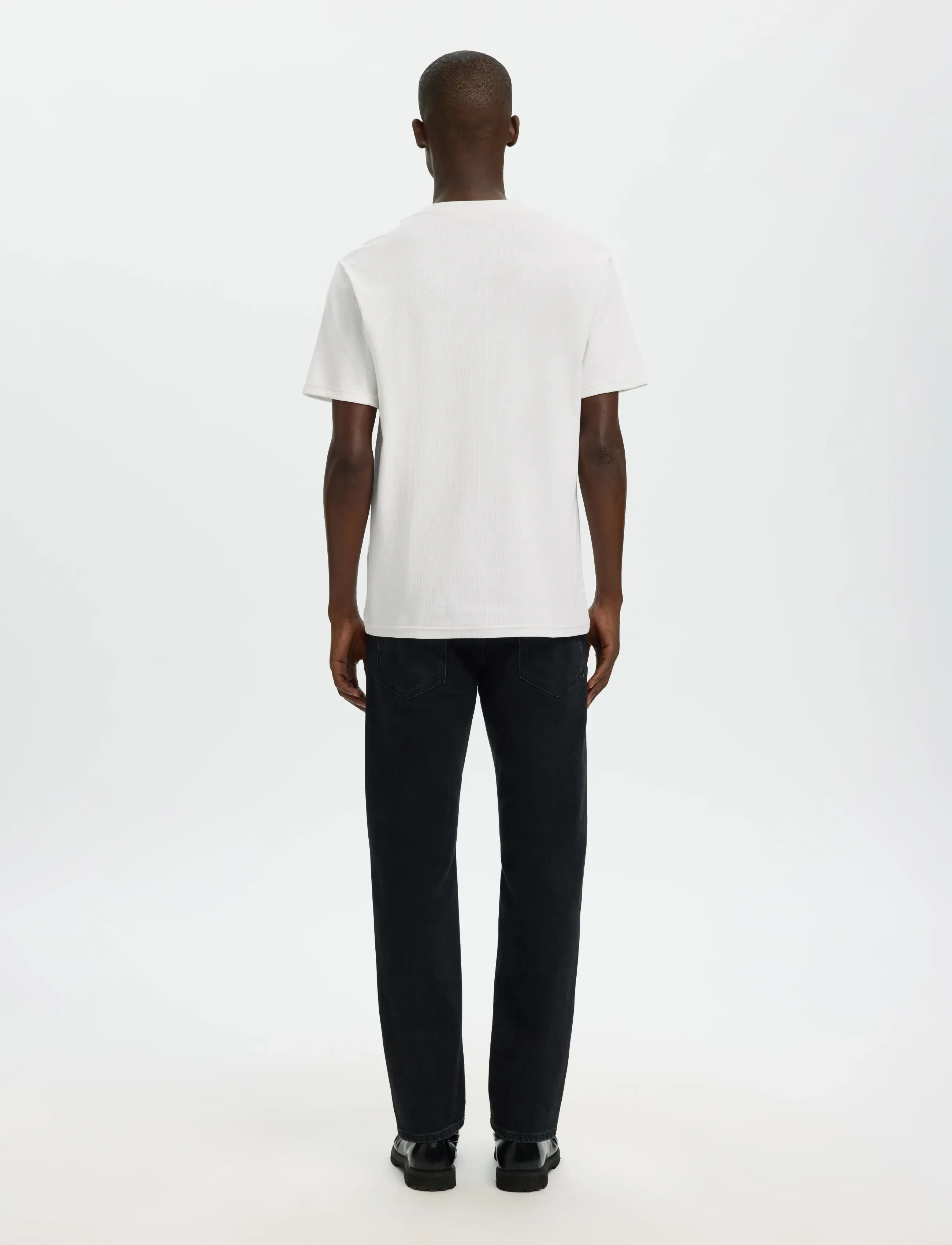 Selected - SLHSPENCER RIB SS O-NECK TEE NOOS - short-sleeved t-shirts - bright white - 2