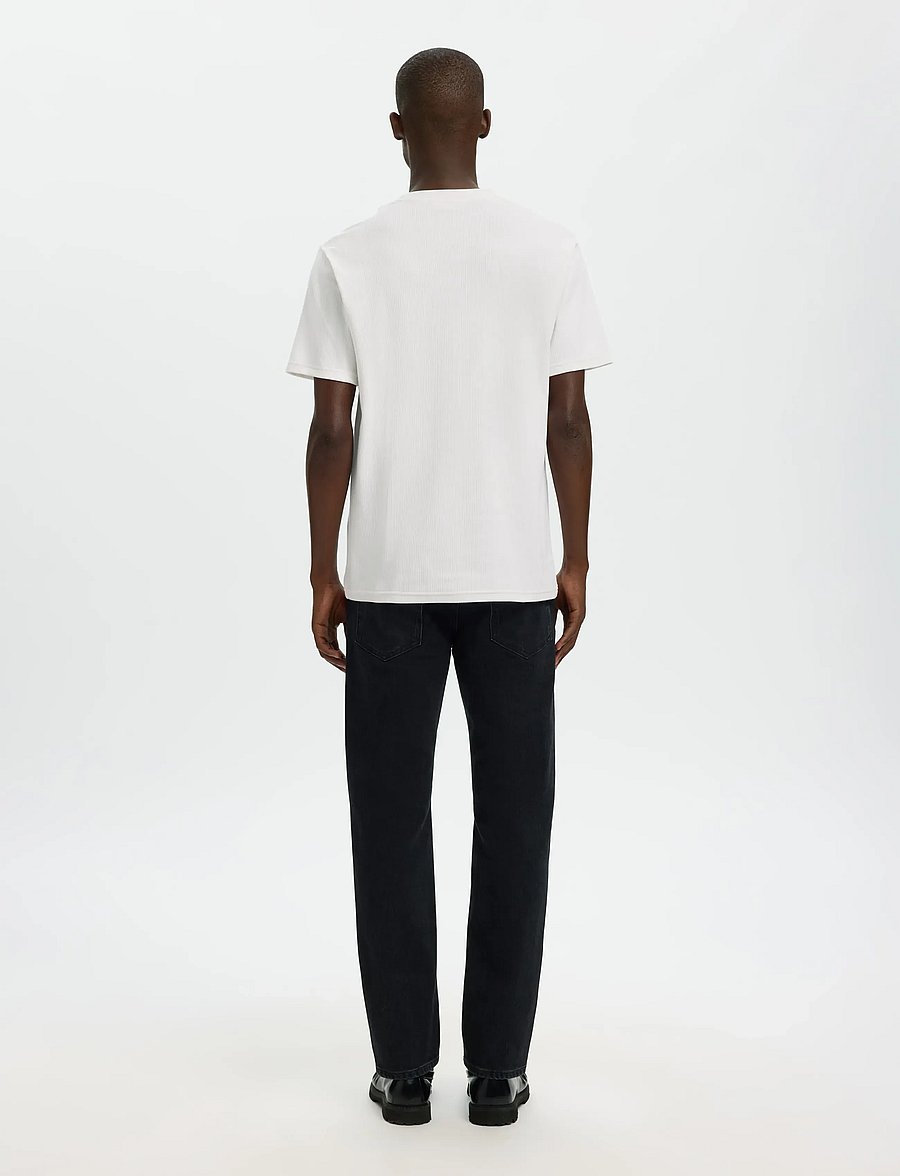 Selected - SLHSPENCER RIB SS O-NECK TEE NOOS - kurzärmelige t-shirts - bright white - 2