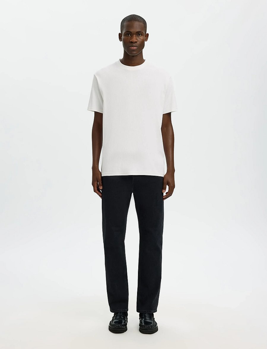 Selected - SLHSPENCER RIB SS O-NECK TEE NOOS - kurzärmelige t-shirts - bright white - 3