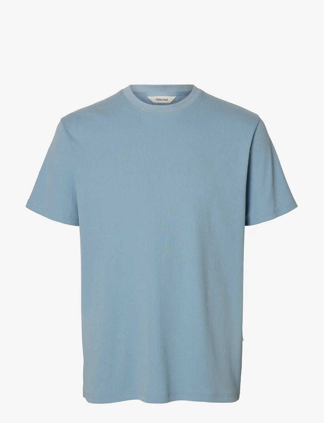 Selected - SLHSPENCER RIB SS O-NECK TEE NOOS - lühikeste varrukatega t-särgid - dusty blue - 1