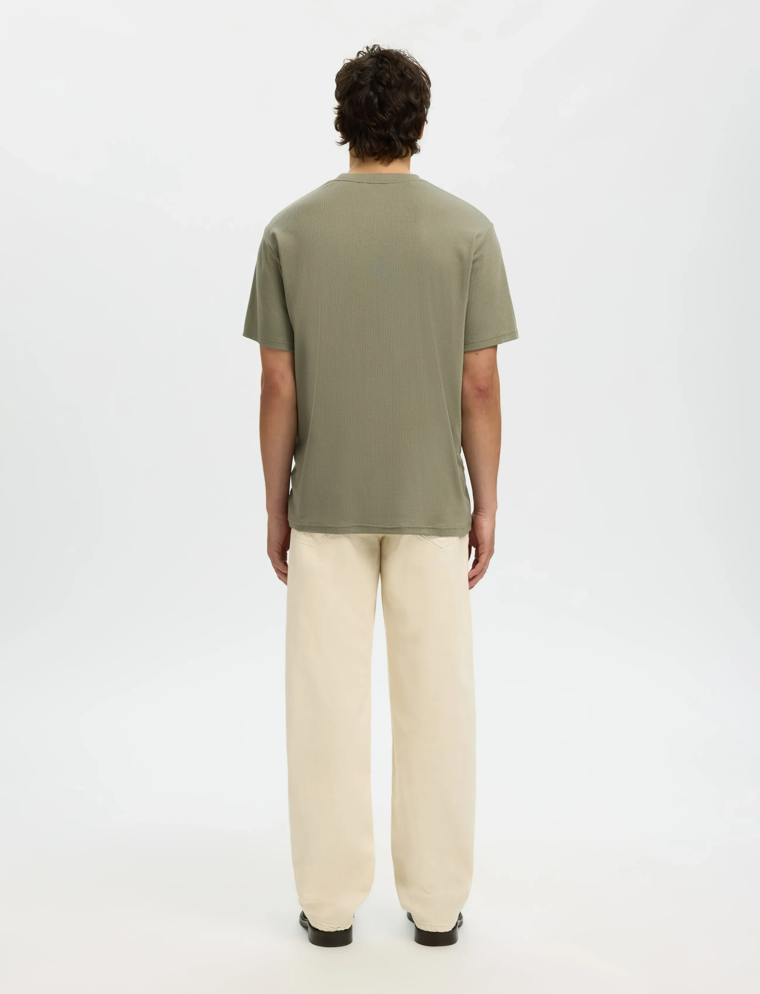 Selected - SLMSPENCER RIB SS O-NECK TEE NOOS - kortærmede t-shirts - vetiver - 2