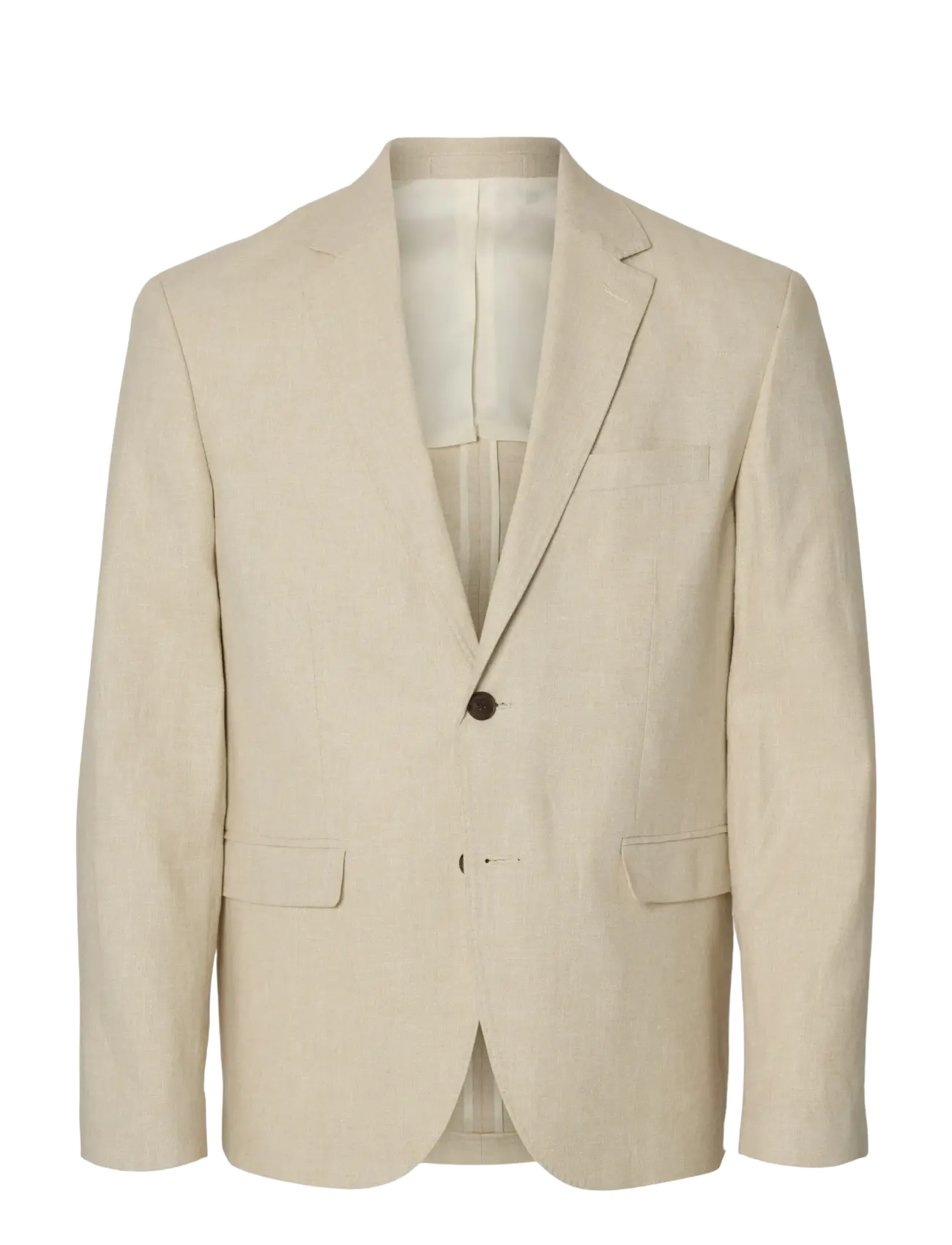 Selected SLMREG-MALIK SUN BLZ NOOS - Pellava bleiserit - OATMEAL / beige