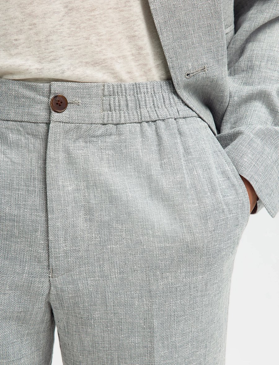 Selected - SLMREG-MALIK SUN TRS NOOS - leinenhosen - balsam green - 4
