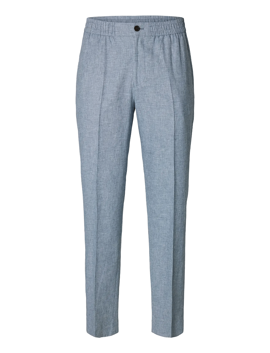 Selected - SLMREG-MALIK SUN TRS NOOS - leinenhosen - light blue - 1