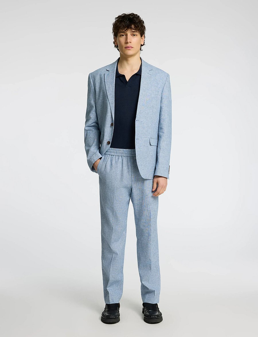 Selected - SLMREG-MALIK SUN TRS NOOS - leinenhosen - light blue - 0