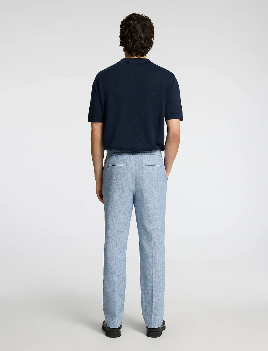 Selected - SLMREG-MALIK SUN TRS NOOS - leinenhosen - light blue - 2