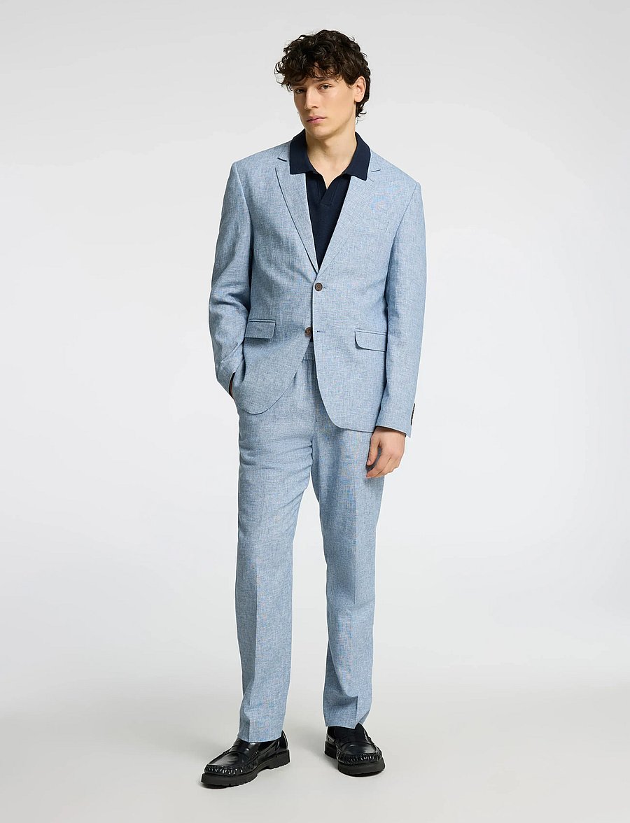 Selected - SLMREG-MALIK SUN TRS NOOS - leinenhosen - light blue - 3