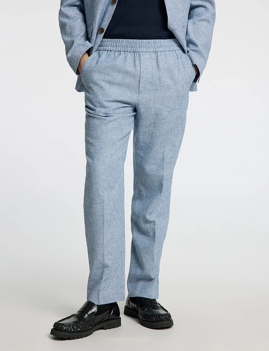 Selected - SLMREG-MALIK SUN TRS NOOS - leinenhosen - light blue - 4