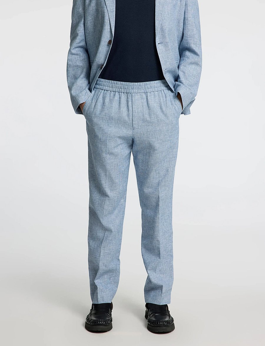 Selected - SLMREG-MALIK SUN TRS NOOS - leinenhosen - light blue - 5