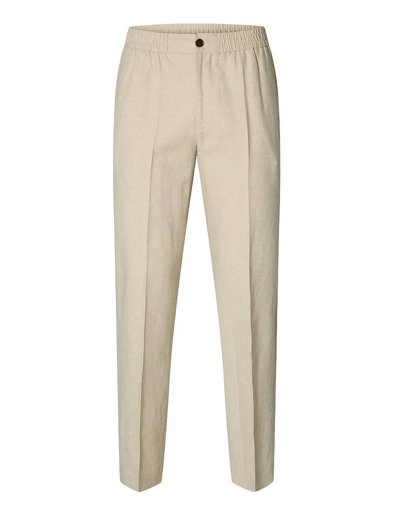 Selected - SLMREG-MALIK SUN TRS NOOS - pantalons en lin - oatmeal - 1