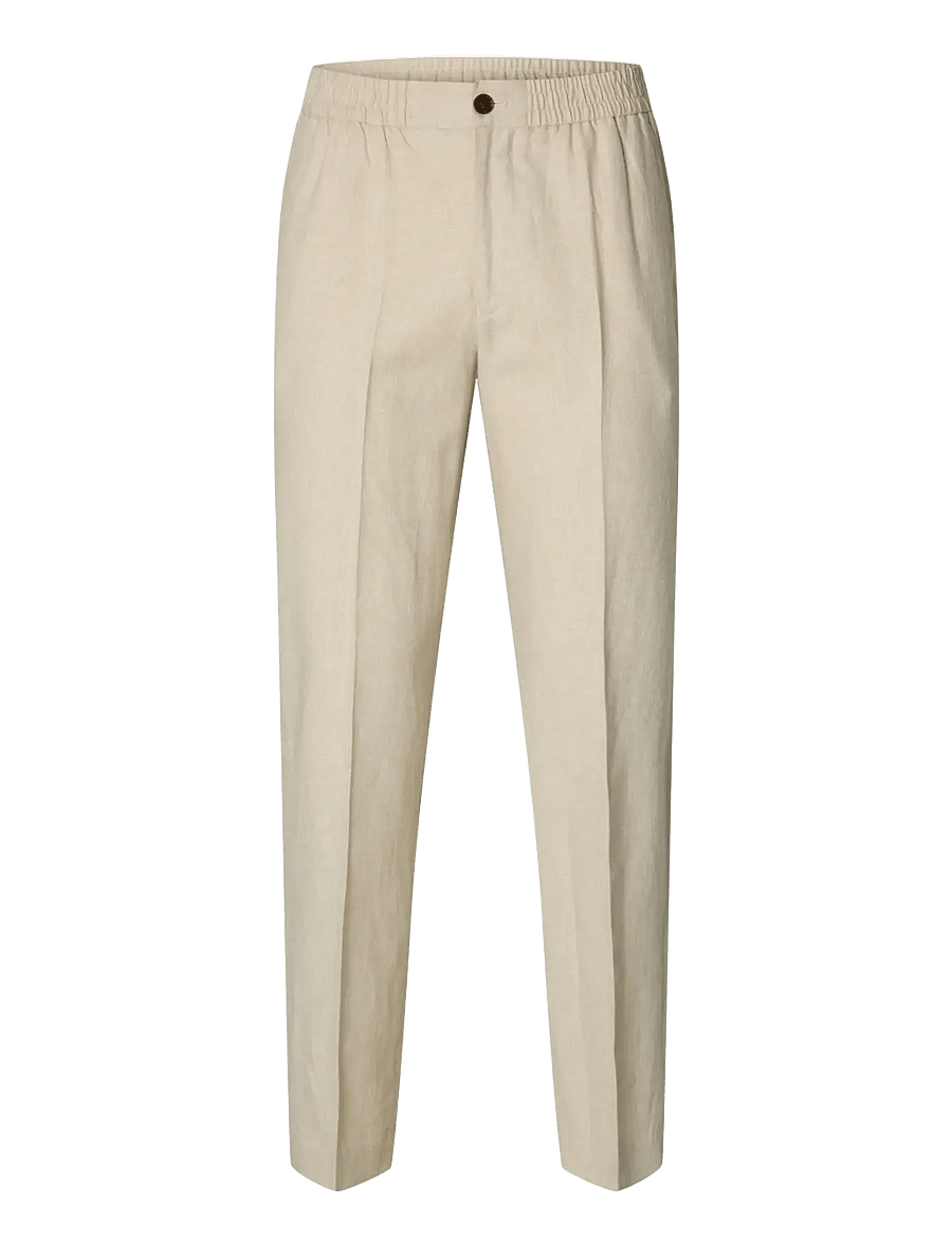 Selected - SLMREG-MALIK SUN TRS NOOS - pantalons en lin - oatmeal - 1