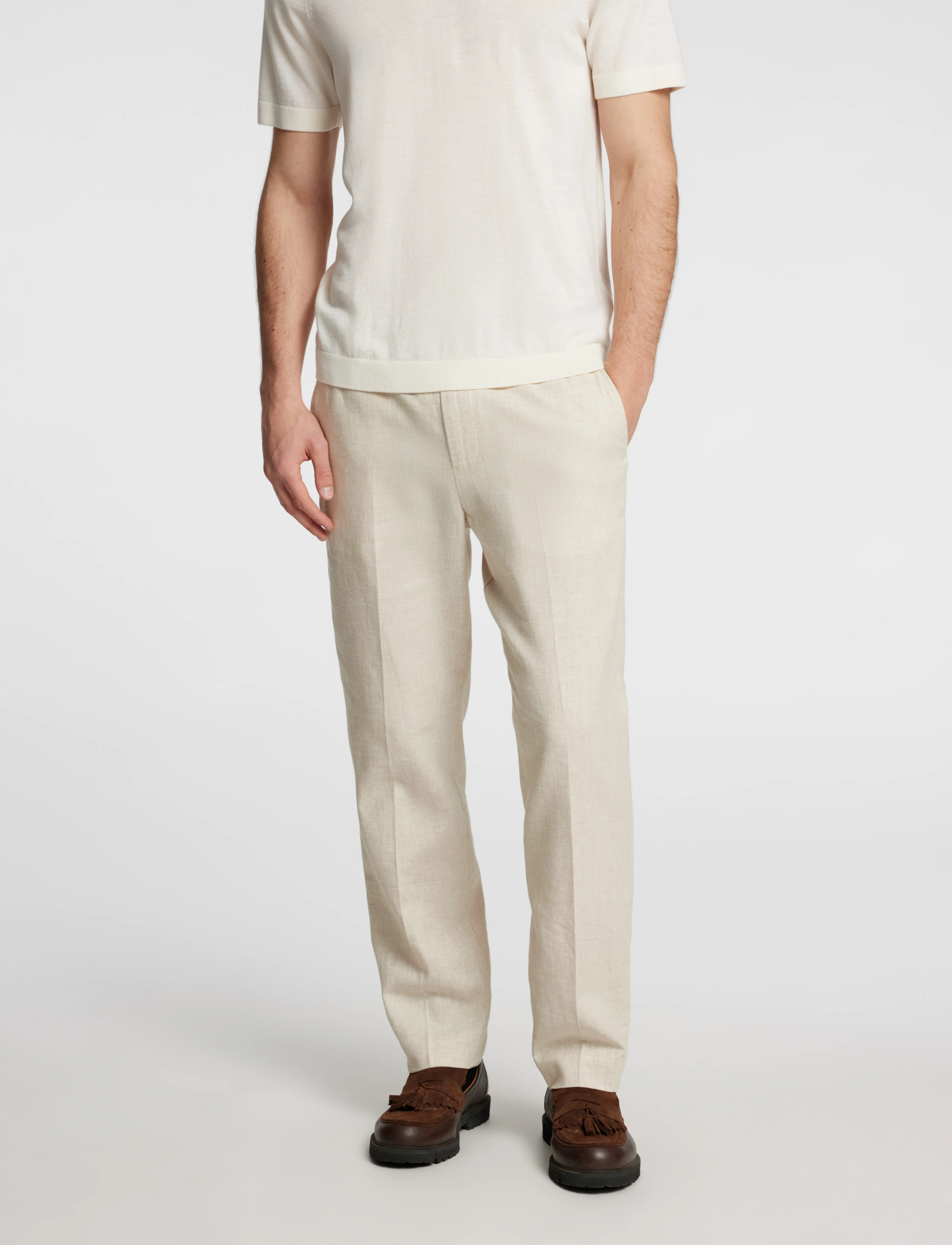 Selected SLMREG-MALIK SUN TRS NOOS - Talvised pakkumised - OATMEAL / cream