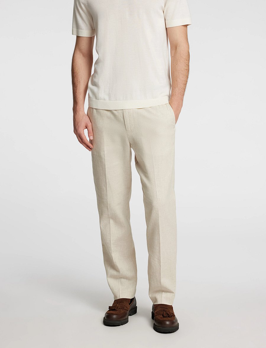 Selected - SLMREG-MALIK SUN TRS NOOS - pantalons en lin - oatmeal - 0