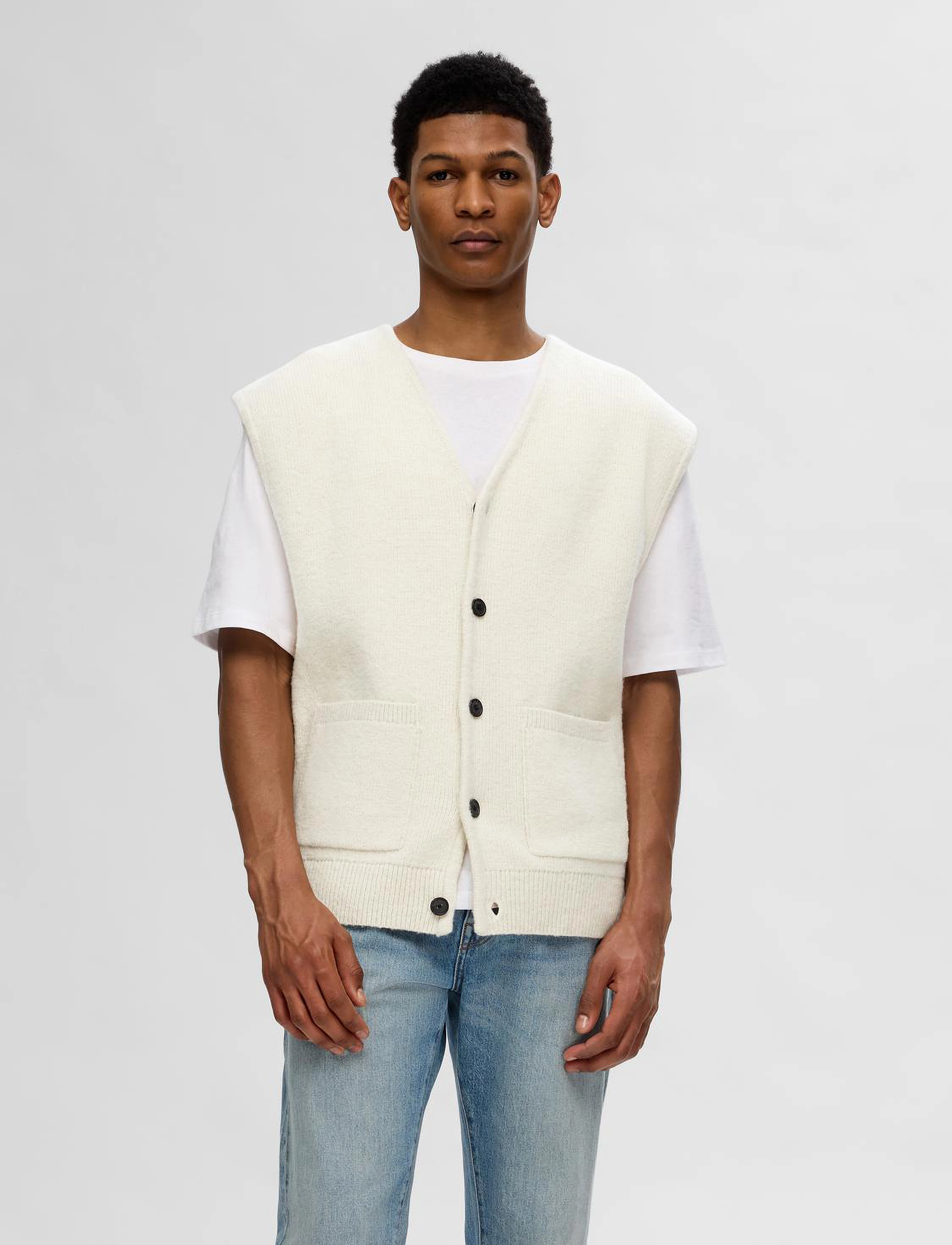 Selected Homme - SLHRELAXED-CFW KNIT WC EX - whisper white - 1