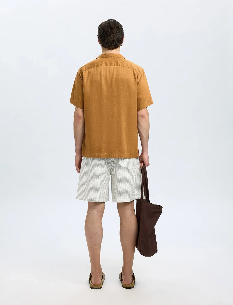 Selected - SLHREGNOA MIX SHIRT SS RESORT - chemises à manches courtes - chipmunk - 2