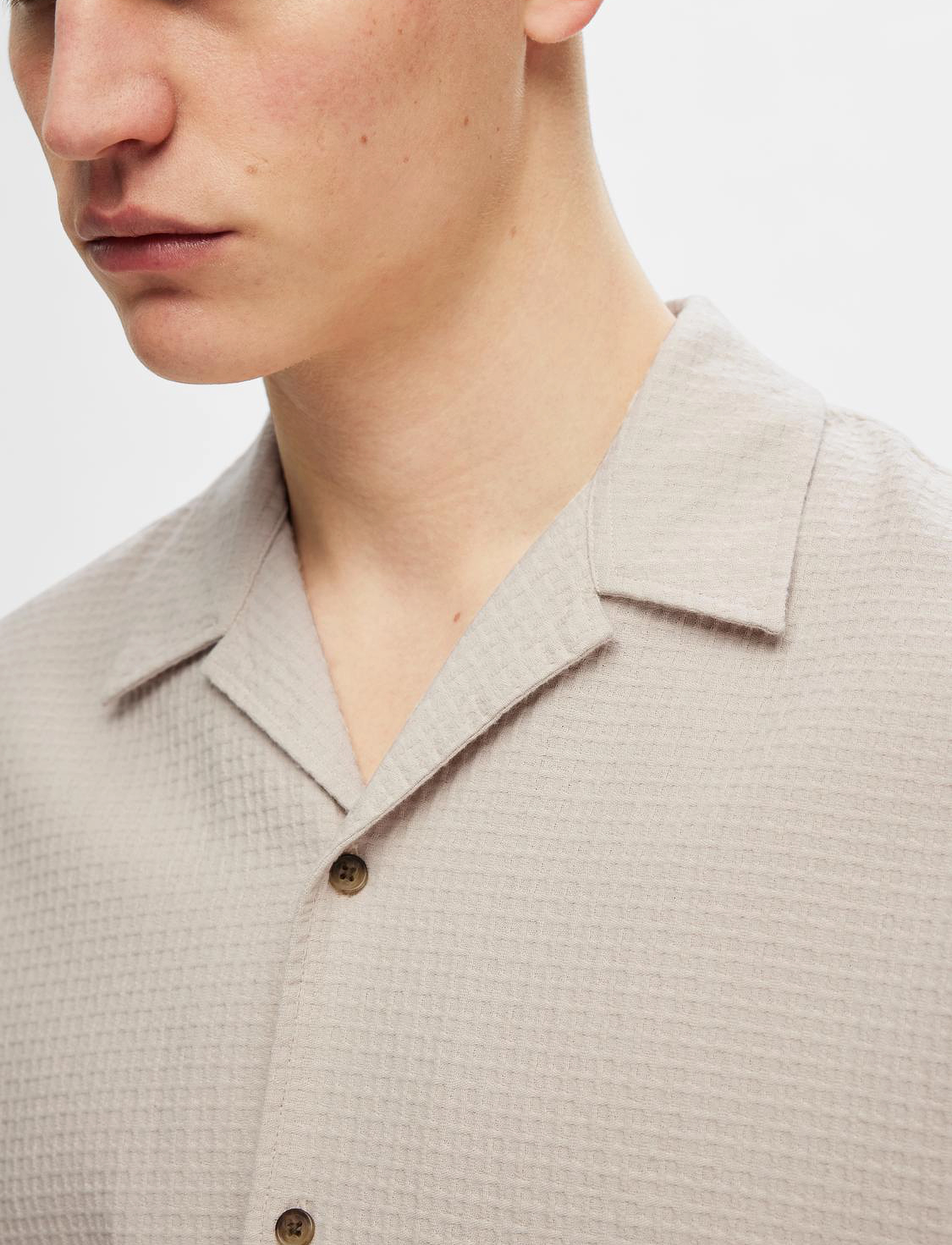 Selected Homme - SLHREG-WEST SHIRT SS RESORT CAMP - oatmeal - 5