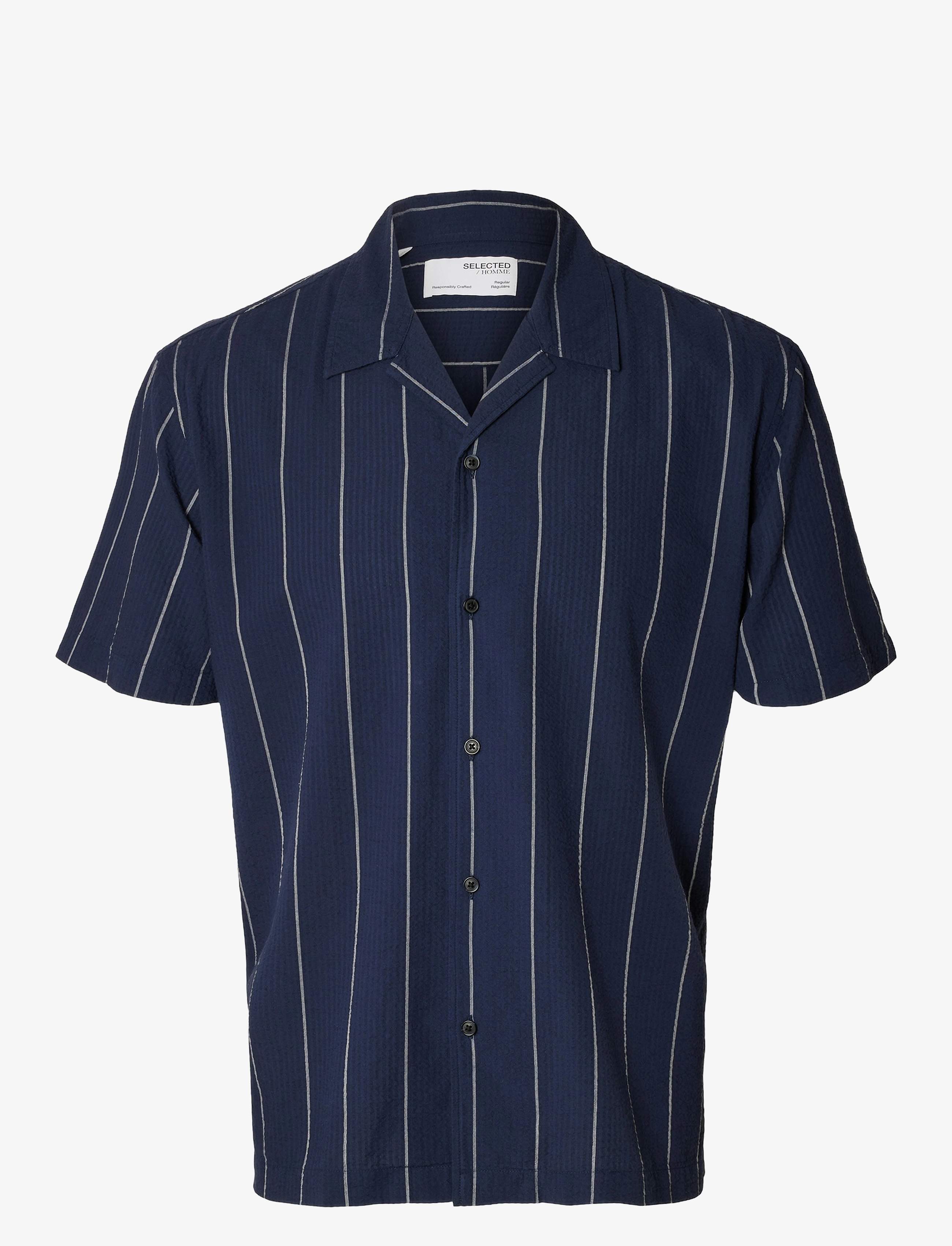 Selected Homme - SLHREG-WEST SHIRT SS RESORT CAMP - sky captain - 1