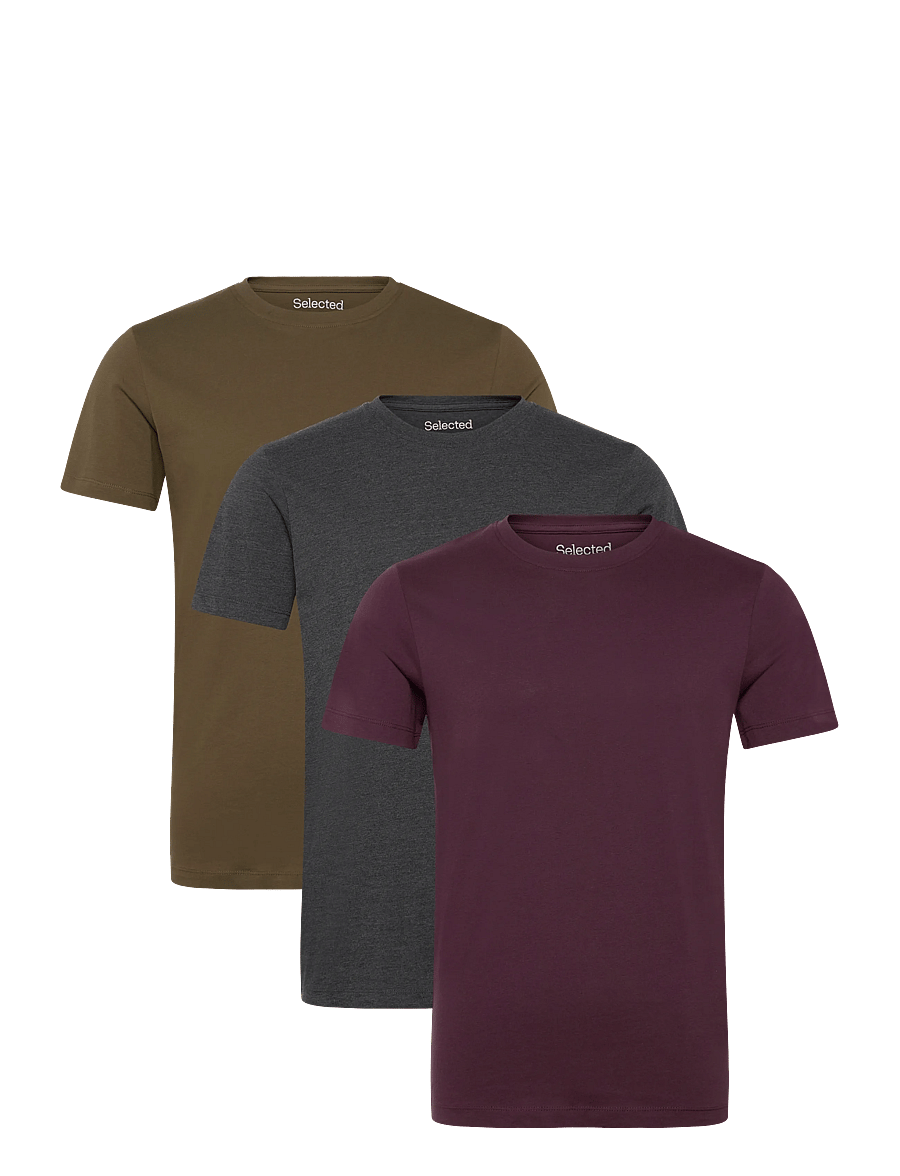 Selected - SLMCORMAC SS O-NECK TEE 3-PACK NOOS - kortærmede t-shirts - dark grey melange - 0