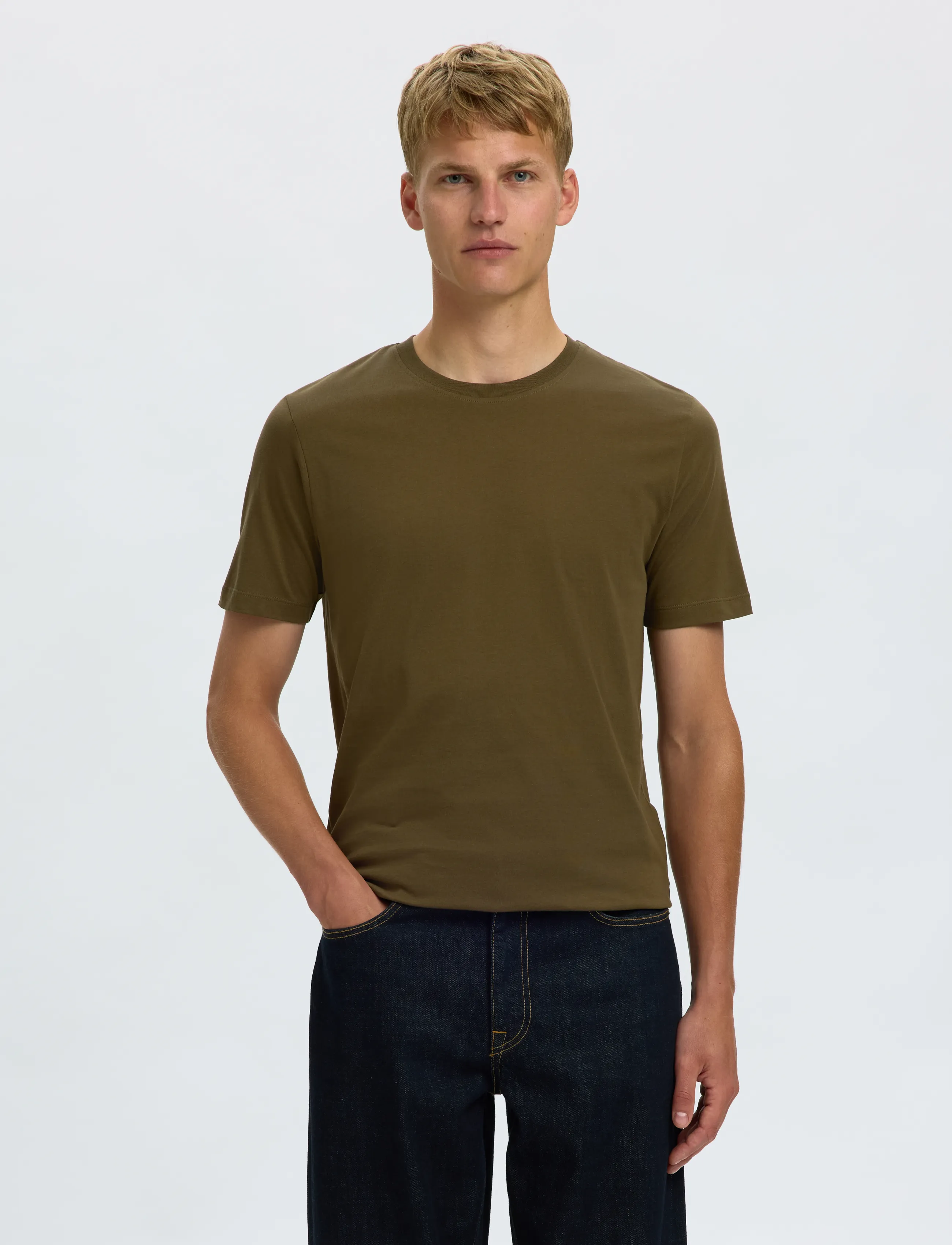 Selected SLHCORMAC SS O-NECK TEE 3-PACK - Riided - DARK GREY MELANGE / grey