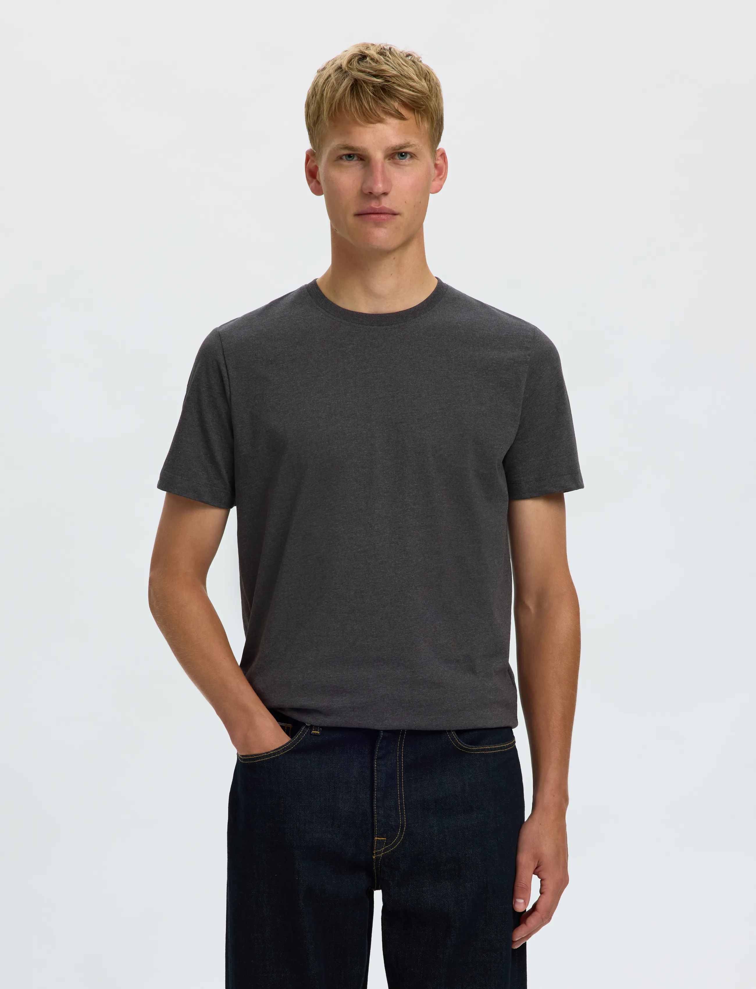 Selected - SLHCORMAC SS O-NECK TEE 3-PACK - korte mouwen - dark grey melange - 5