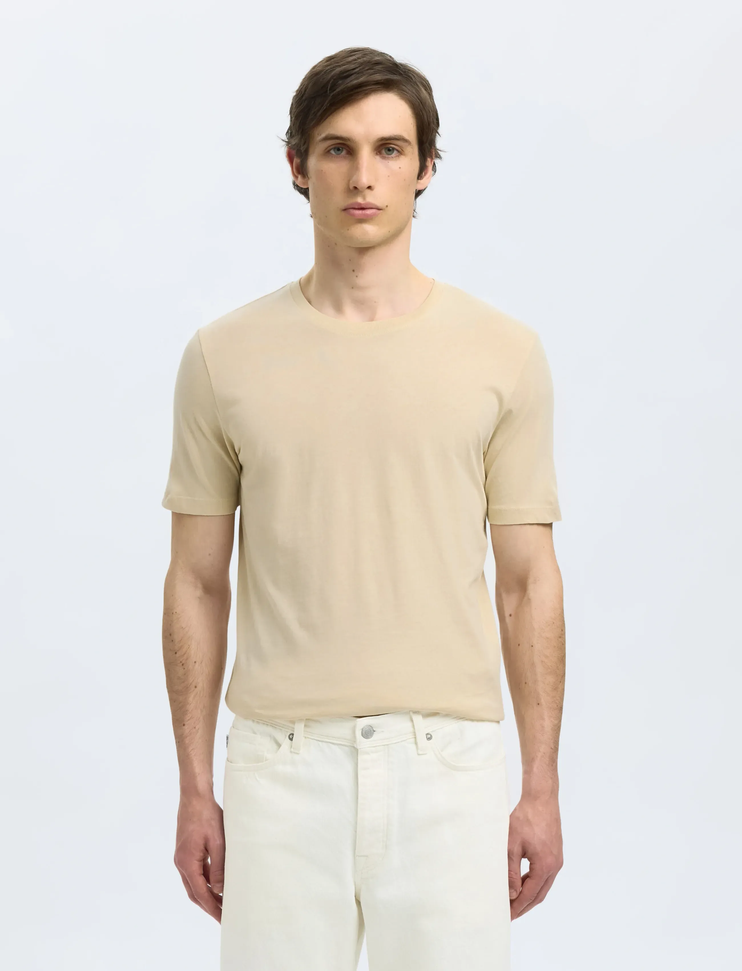 Selected SLMCORMAC SS O-NECK TEE 3-PACK NOOS - T-särgid - OATMEAL / multi