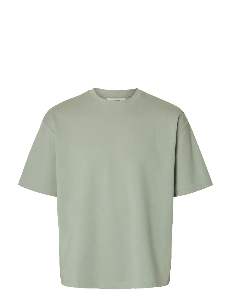 Selected - SLHLOOSEOSCAR SS O-NECK TEE NOOS - kurzärmelig - aqua gray - 1