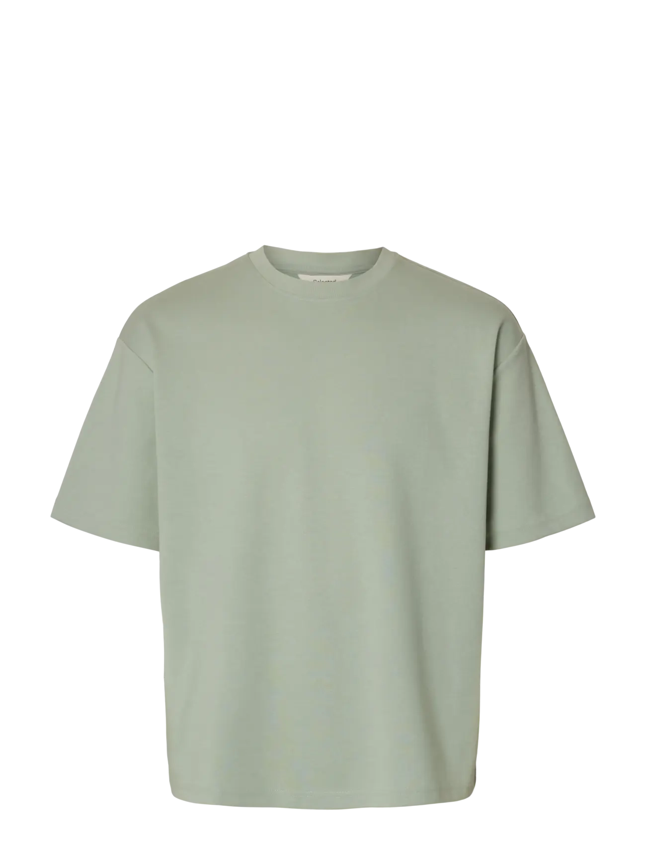 Selected SLMLOOSEOSCAR SS O-NECK TEE NOOS - T-shirts - AQUA GRAY / green