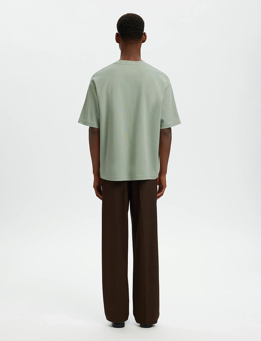 Selected - SLMLOOSEOSCAR SS O-NECK TEE NOOS - kurzärmelige t-shirts - aqua gray - 2