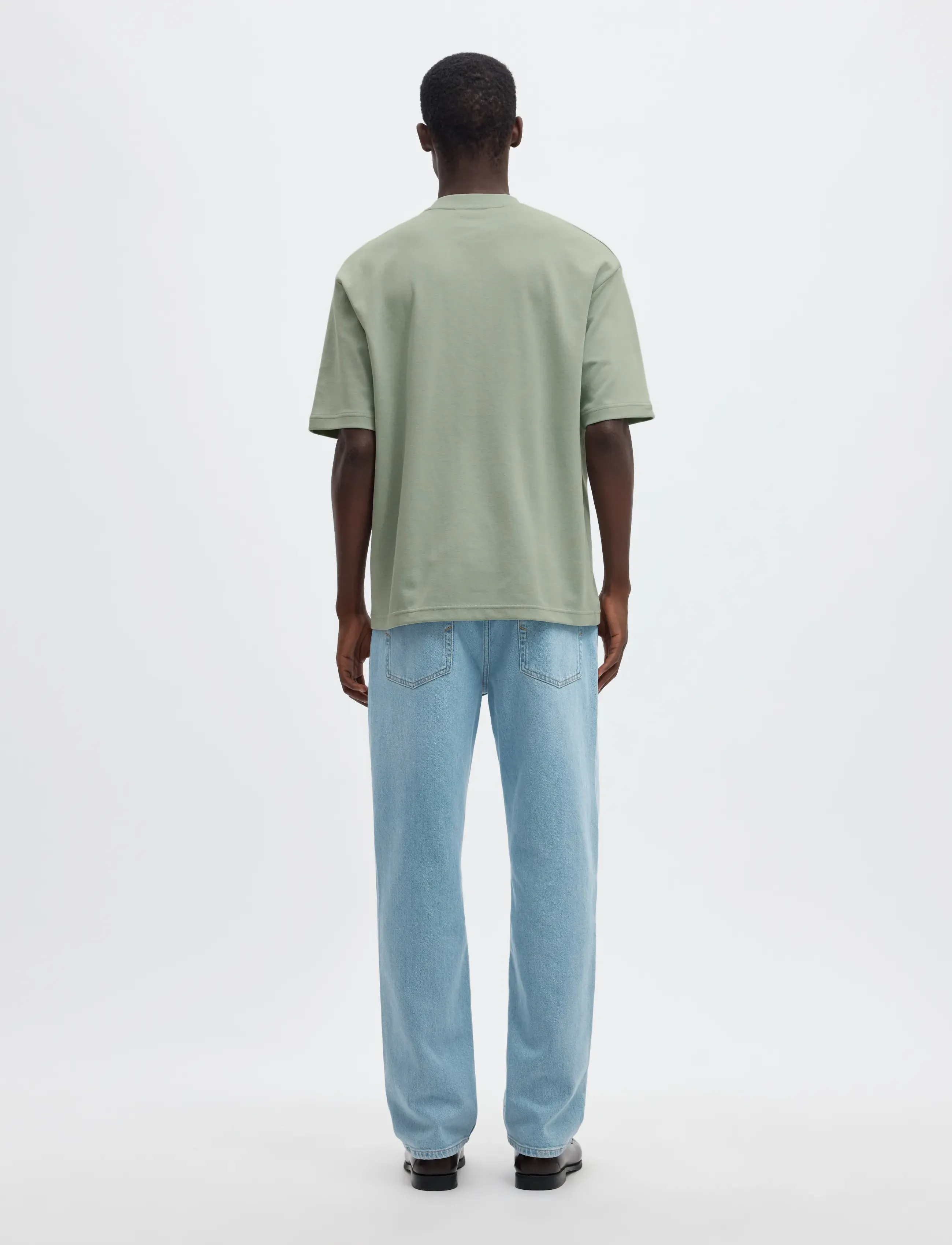 Selected - SLMLOOSEOSCAR SS O-NECK TEE NOOS - kortärmade t-shirts - aqua gray - 2