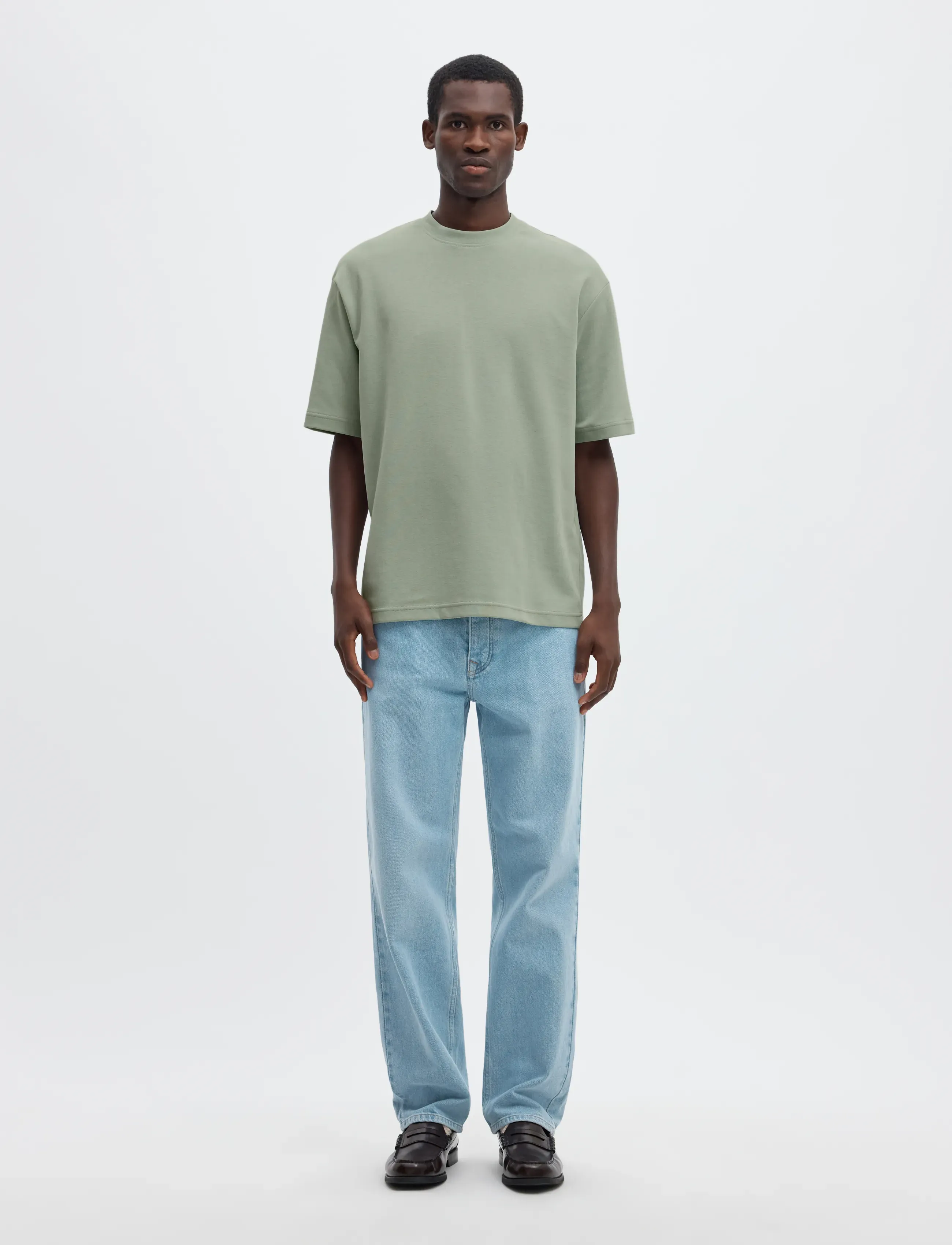 Selected - SLMLOOSEOSCAR SS O-NECK TEE NOOS - kortärmade t-shirts - aqua gray - 3