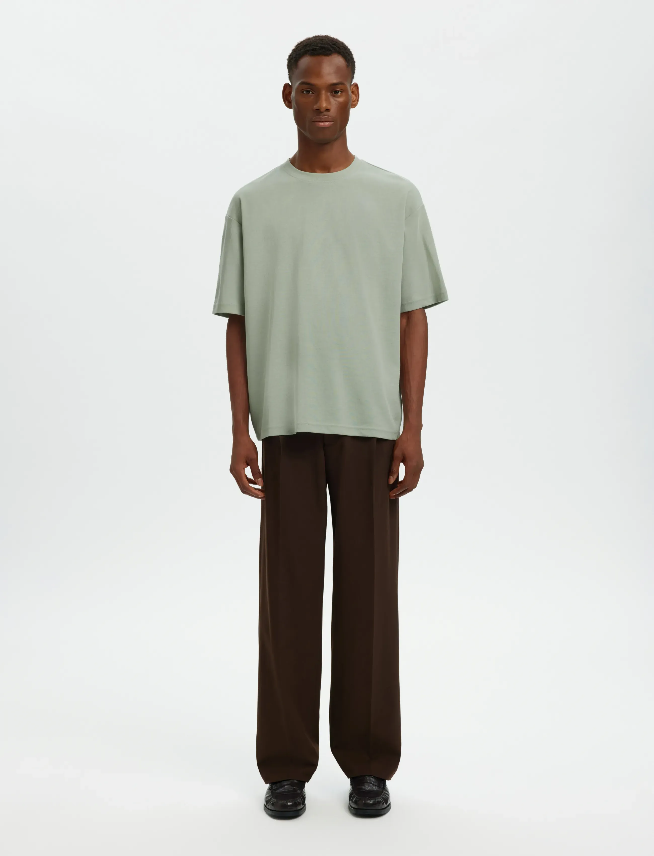 Selected - SLMLOOSEOSCAR SS O-NECK TEE NOOS - kortærmede t-shirts - aqua gray - 3