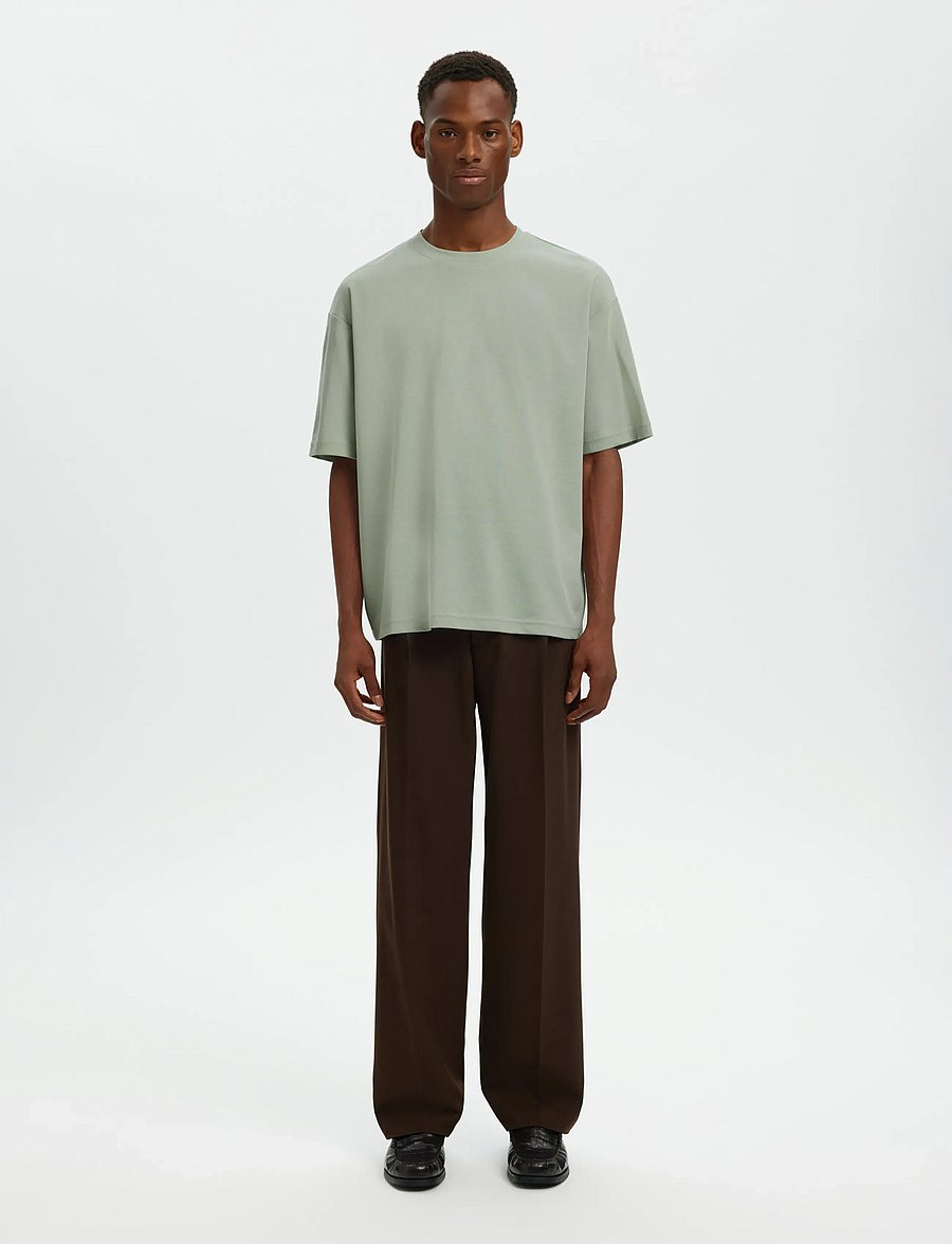Selected - SLMLOOSEOSCAR SS O-NECK TEE NOOS - kurzärmelige t-shirts - aqua gray - 3