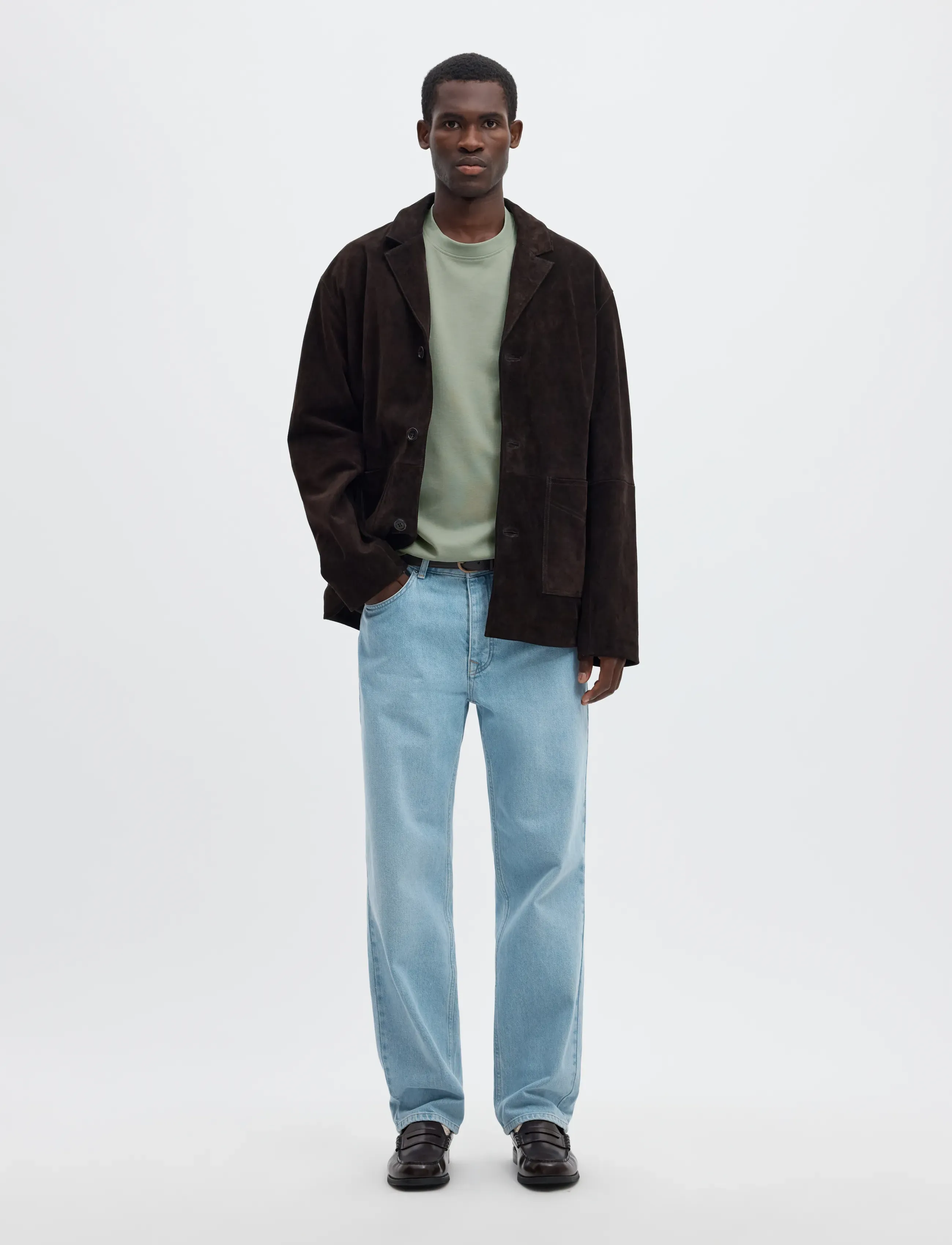 Selected - SLMLOOSEOSCAR SS O-NECK TEE NOOS - kortärmade t-shirts - aqua gray - 5